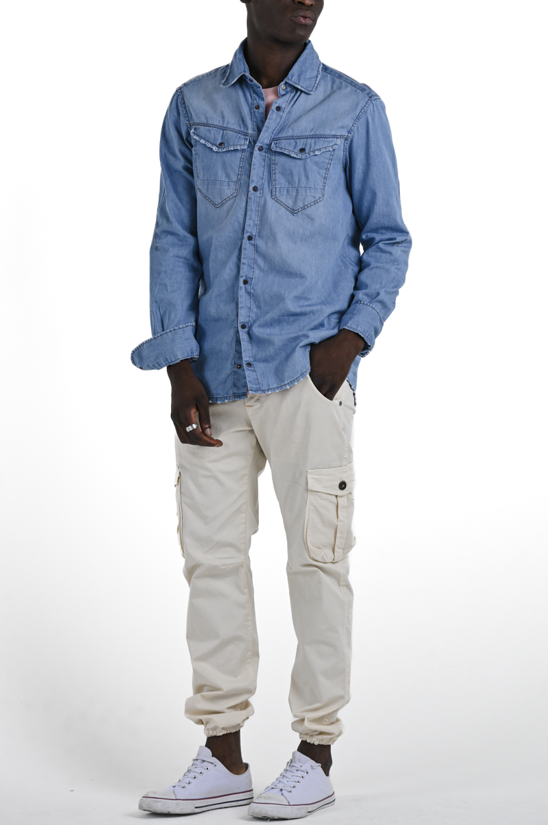 Camicia in denim regular Park Music Chiaro SS24