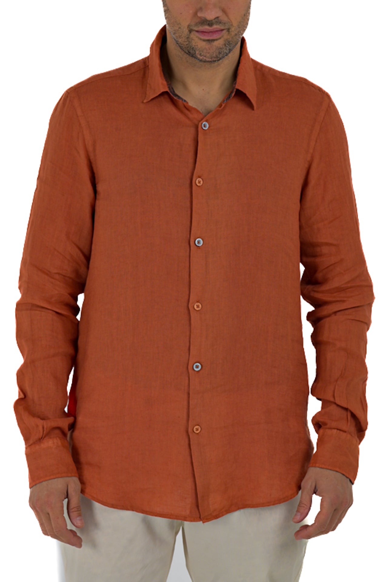 Camicia in lino regular Low lino Arancio SS24