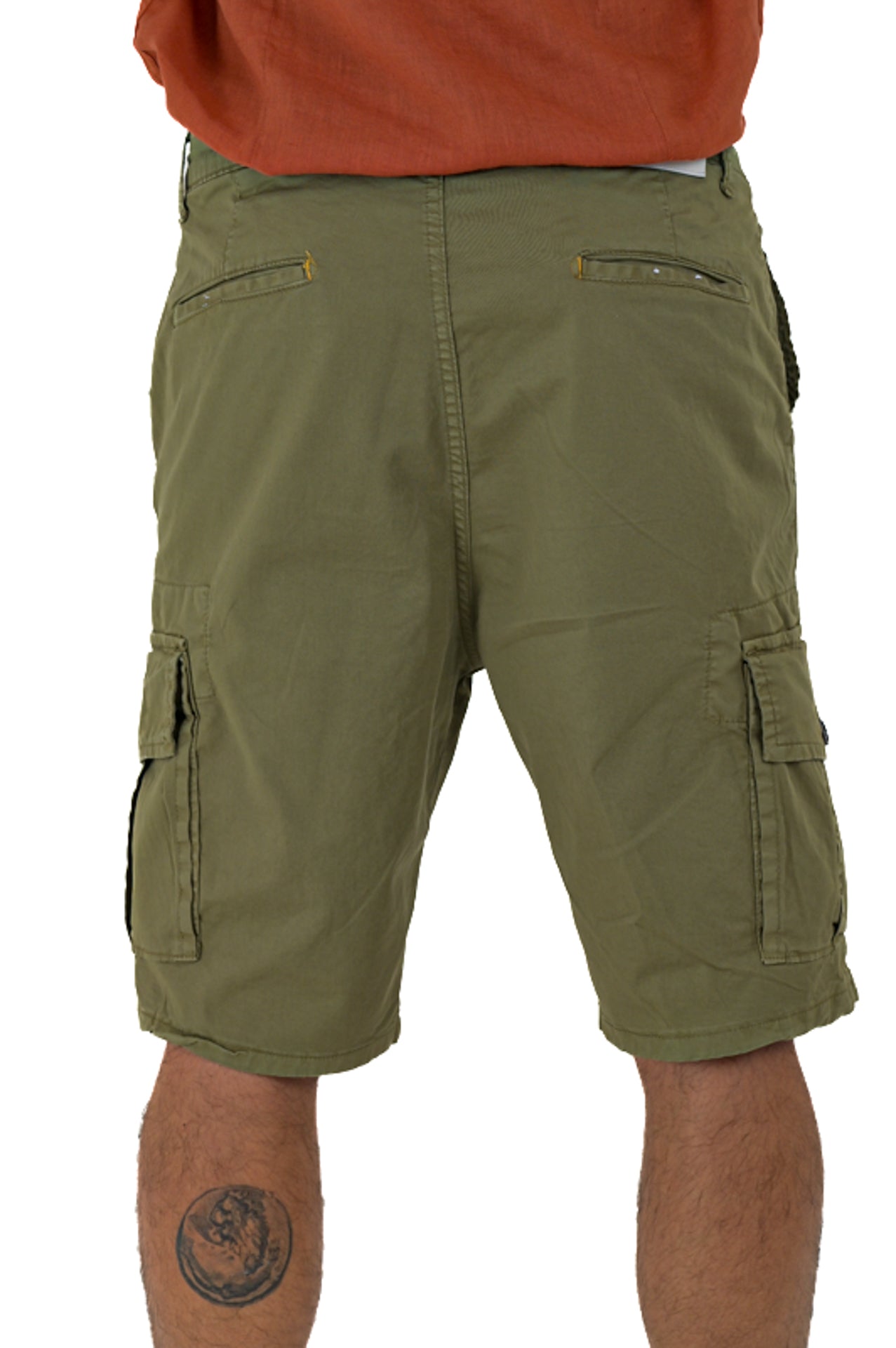 Loose Mask Green Cotton Bermuda Shorts