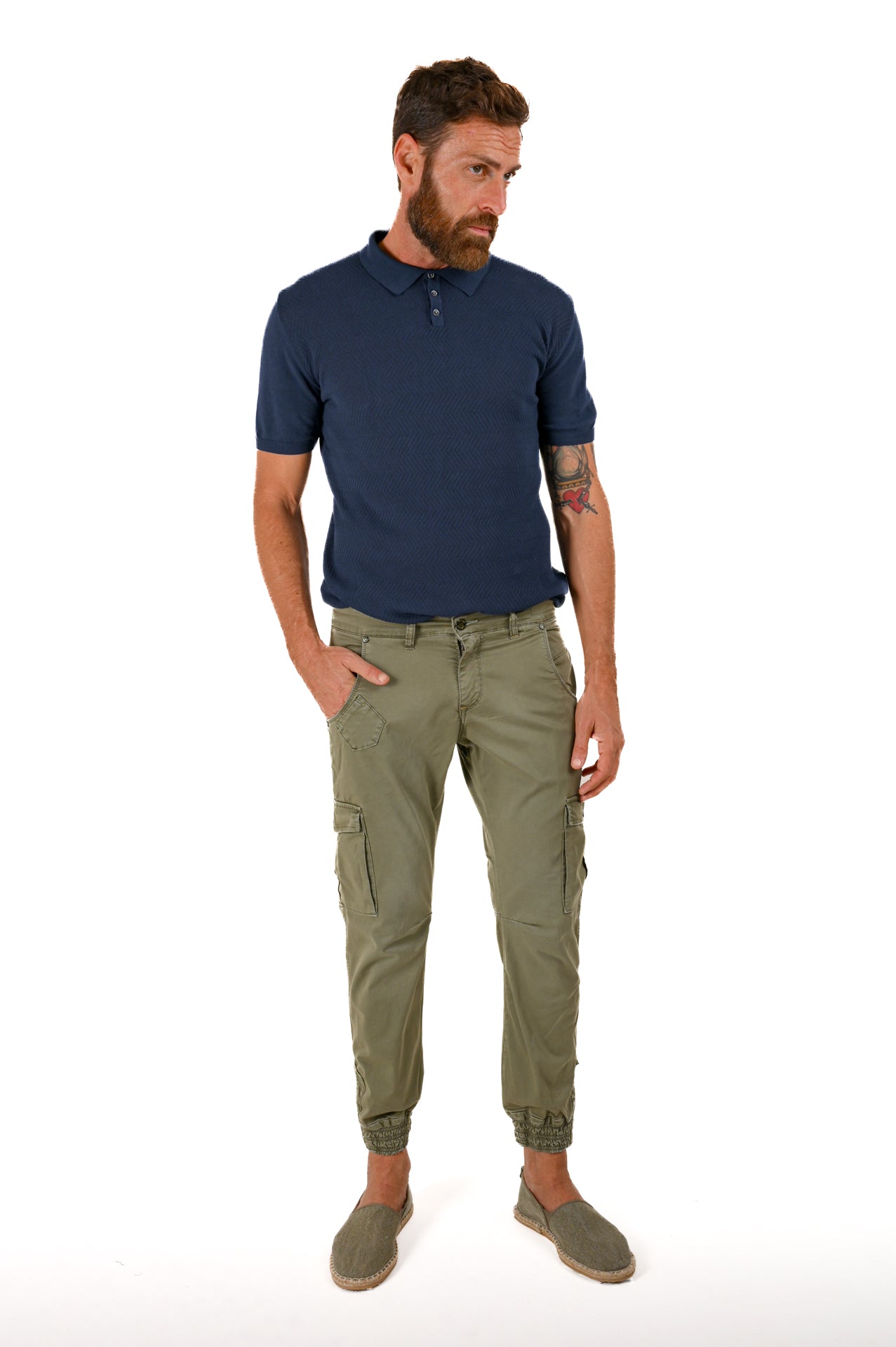 Slim Cezanne Bott green cotton trousers SS22