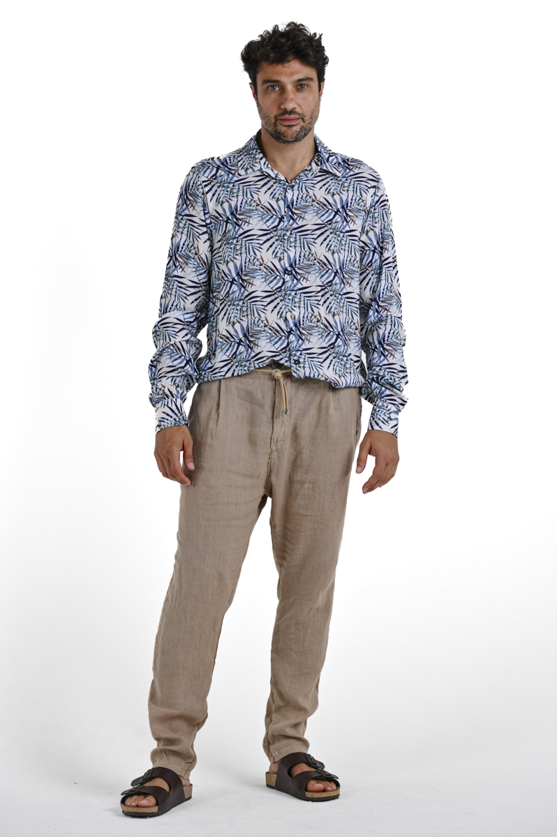 Pantaloni tapered Roby Lino Beige SS24