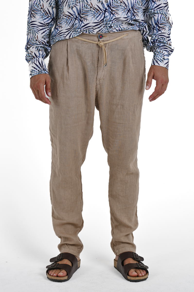 Pantaloni tapered Roby Lino Beige SS24