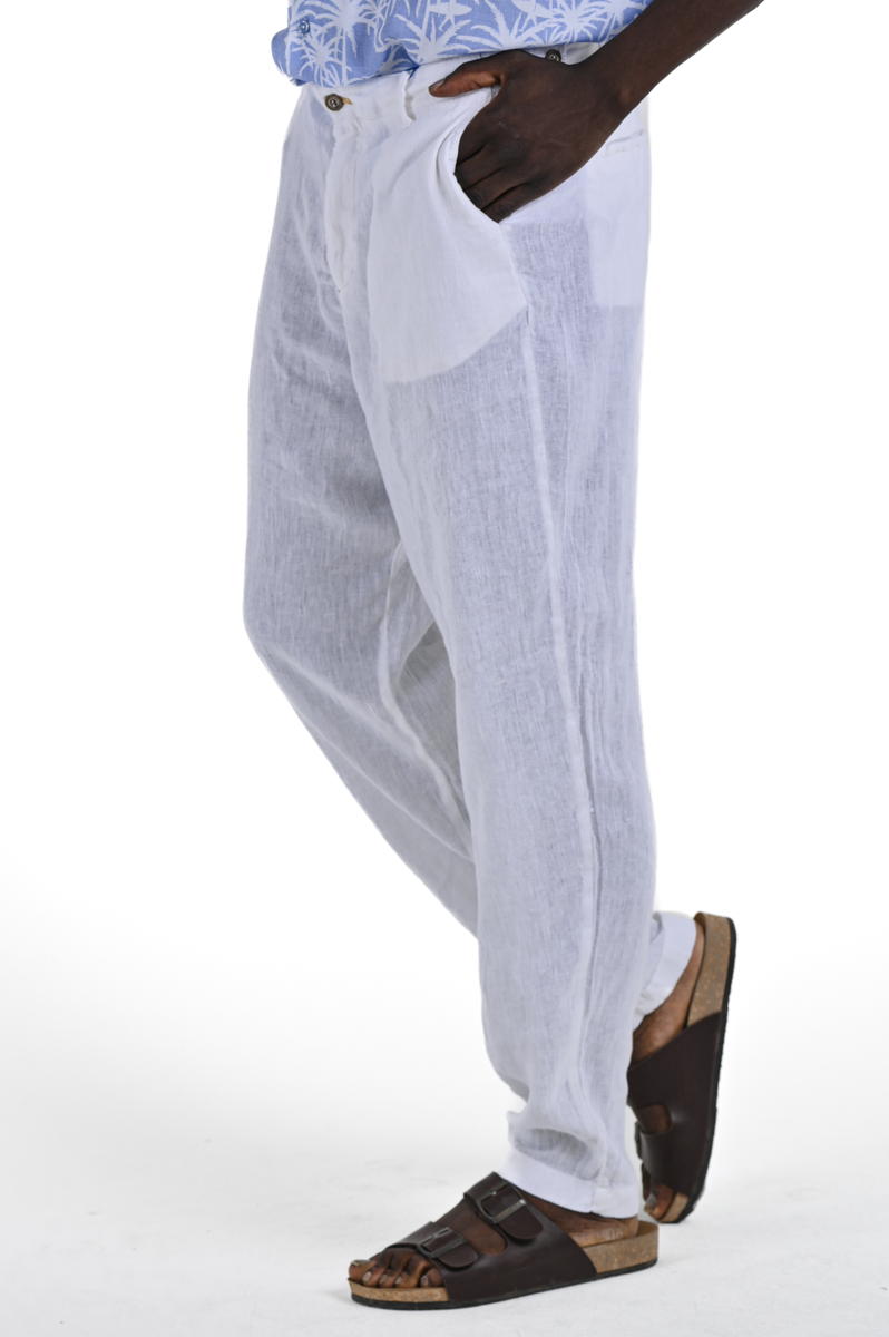 Pantaloni loose Ball Lino Bianco SS24