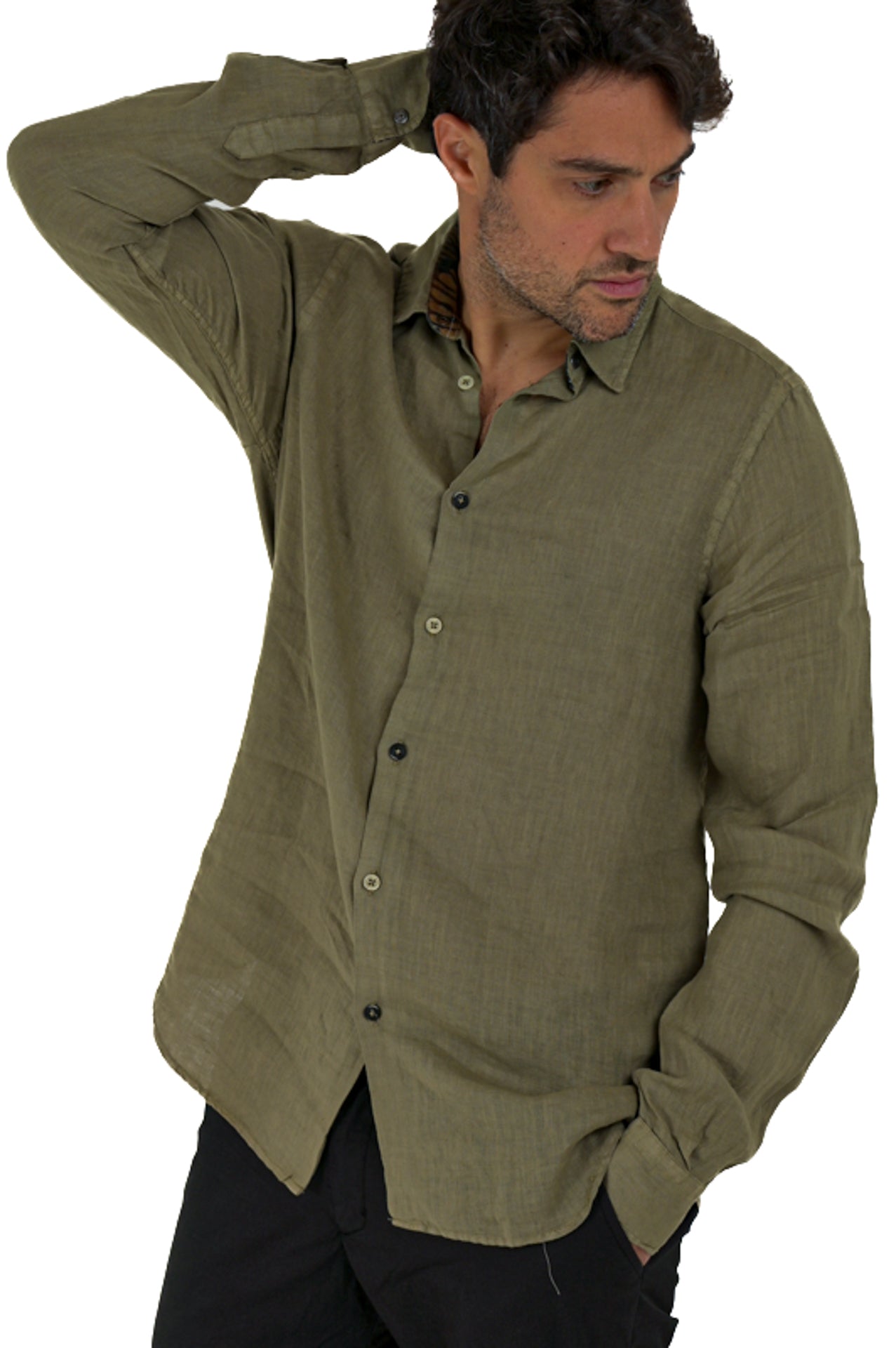 Camicia in lino regular Low lino Militare SS24