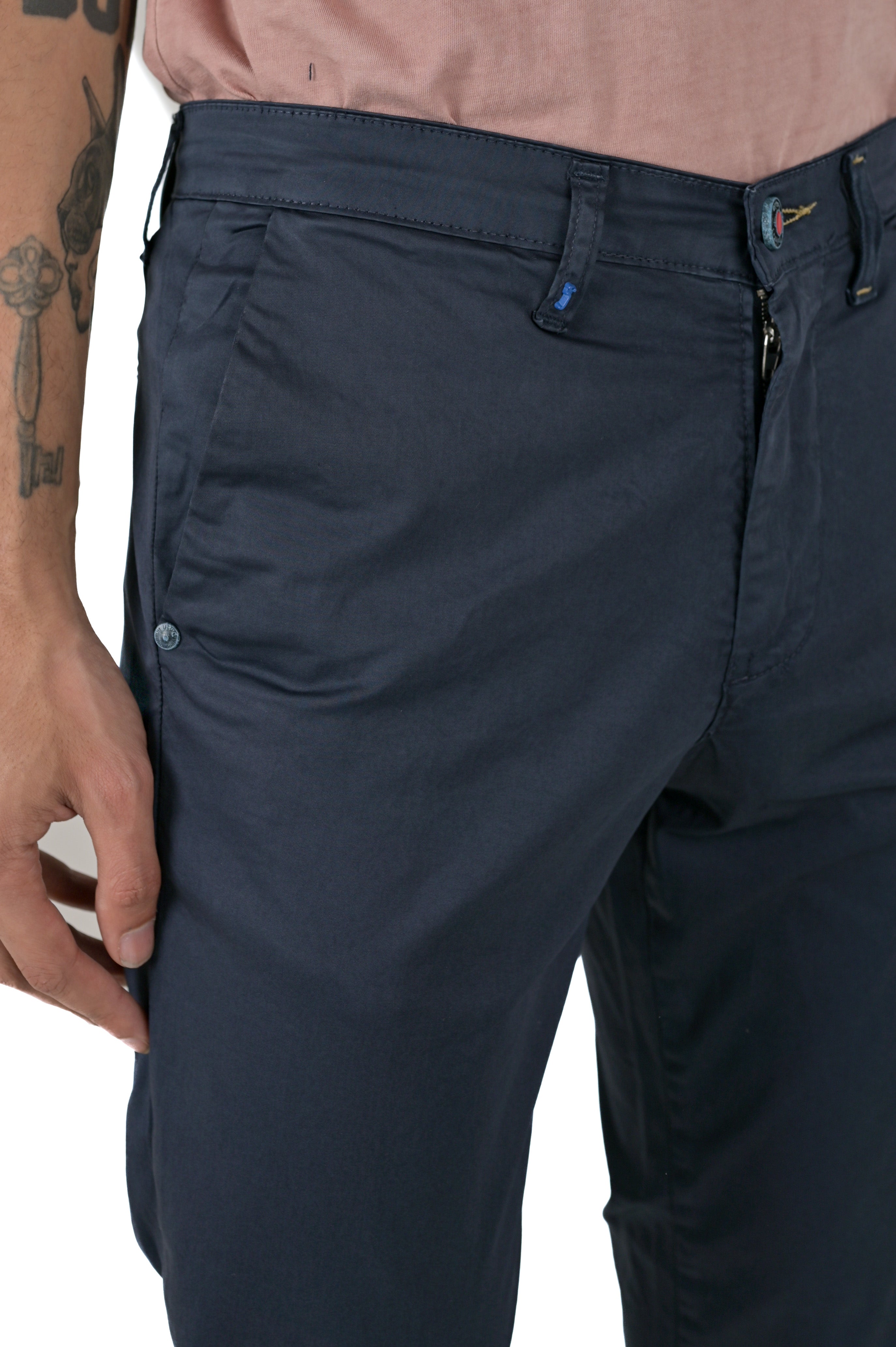 Sonic Slim Cotton Trousers Sateen Blue SS26