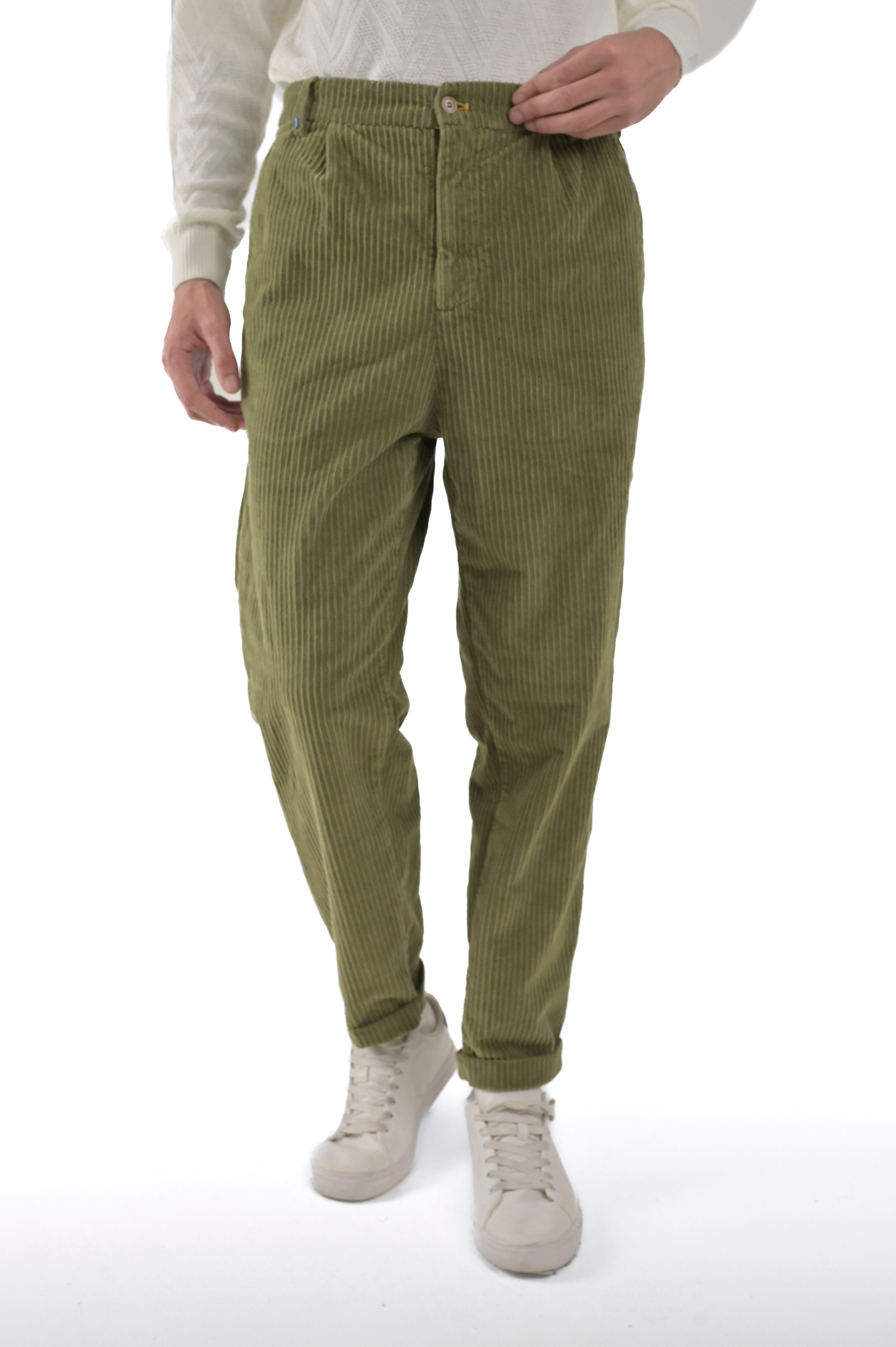 Pantaloni in velluto loose Ballon Costa Velluto oliva FW24/25