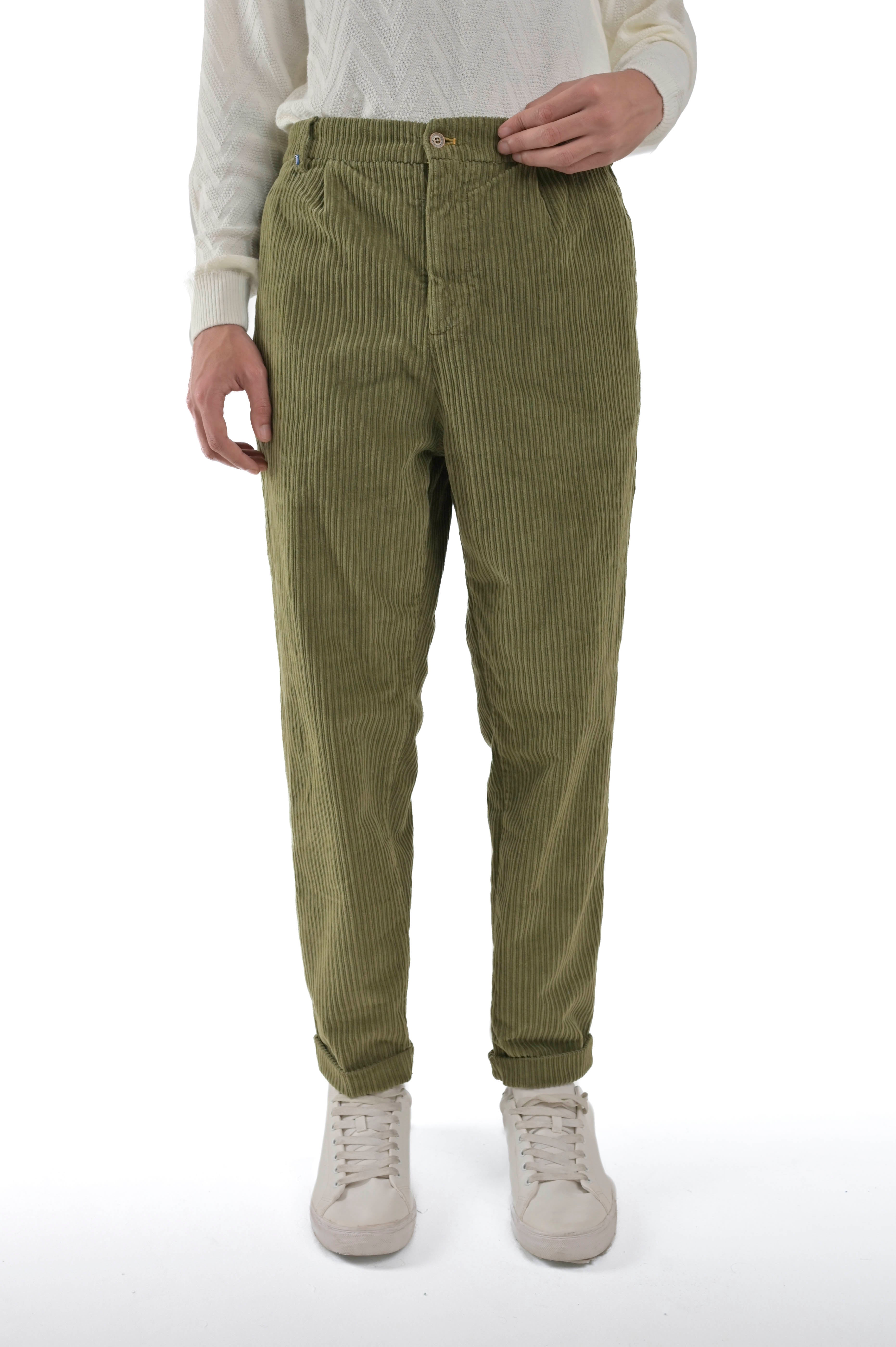 Pantaloni in velluto loose Ballon Costa Velluto oliva FW24/25