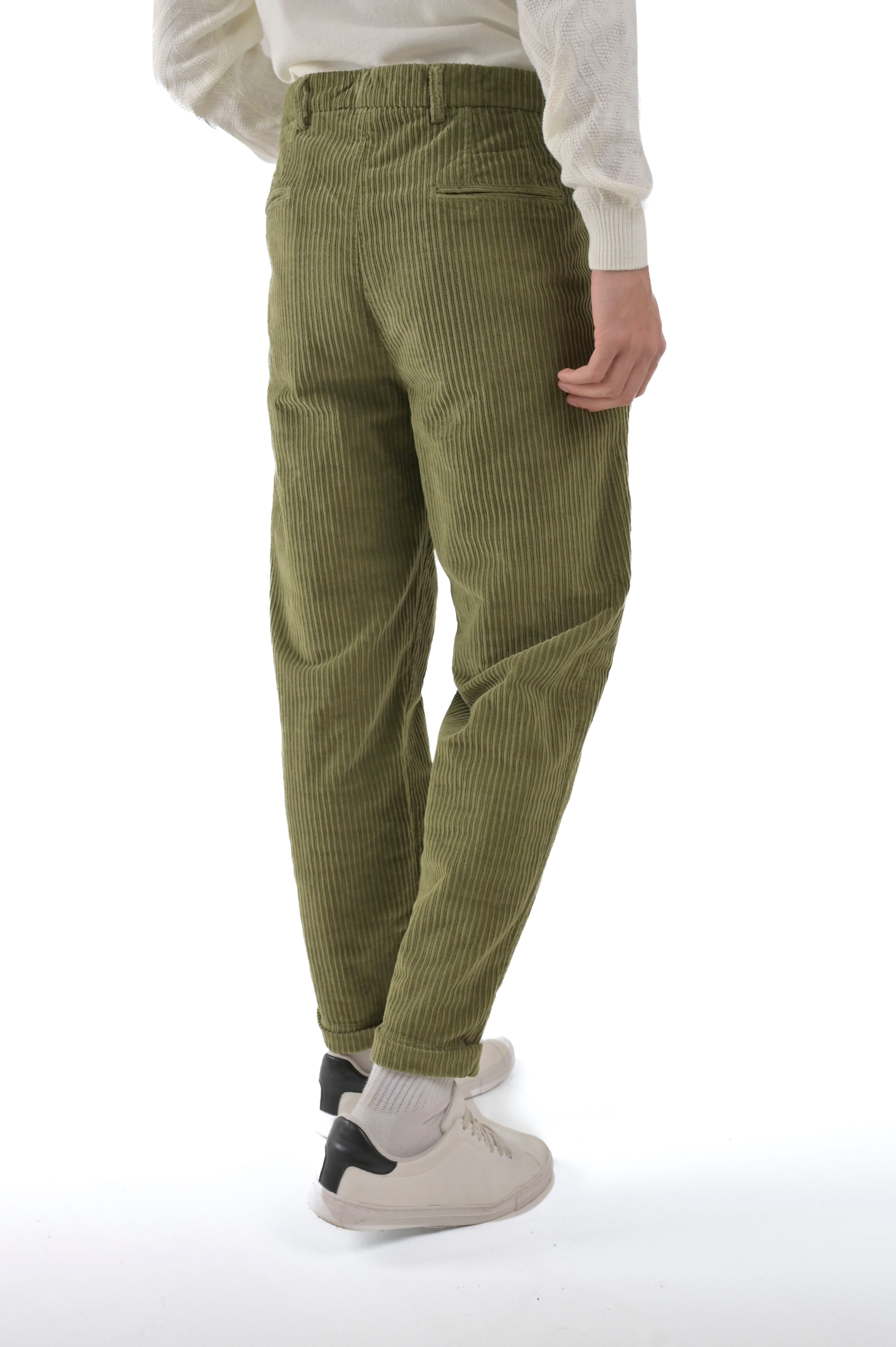 Pantaloni in velluto loose Ballon Costa Velluto oliva FW24/25