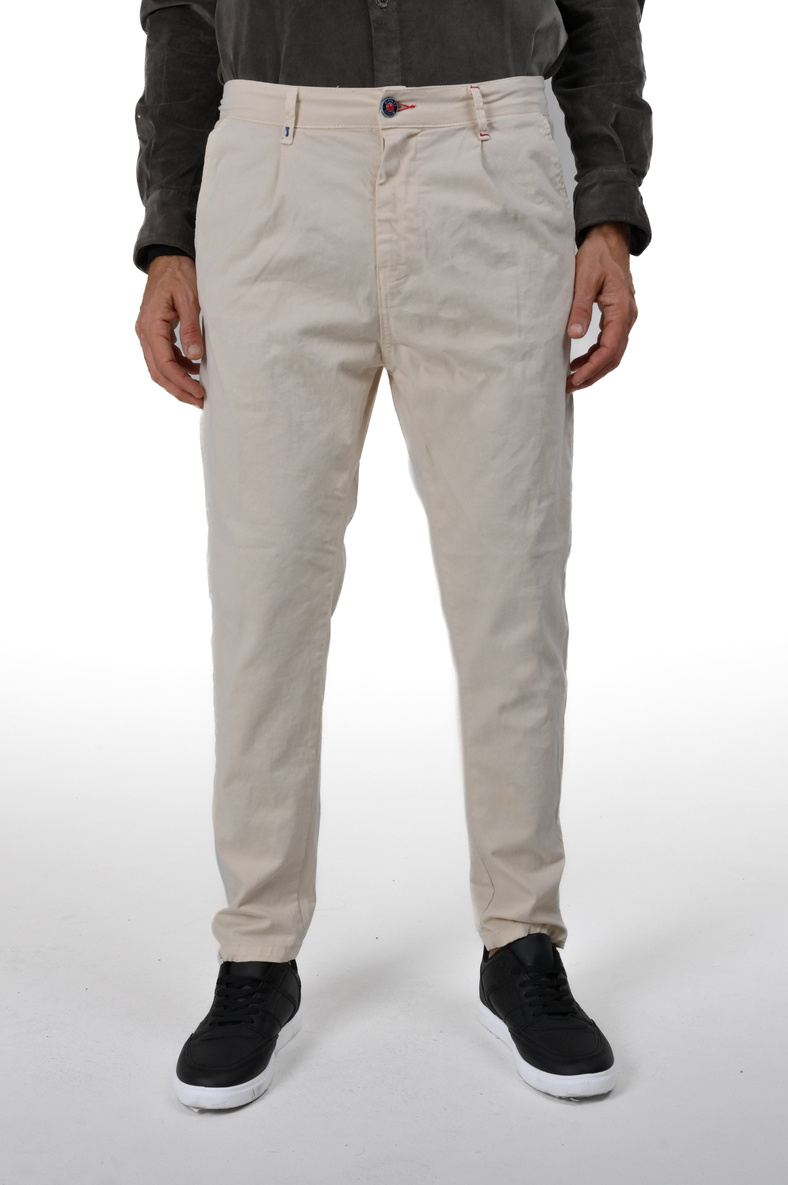 Pantaloni in cotone tapered New Private Gab Panna FW24/25