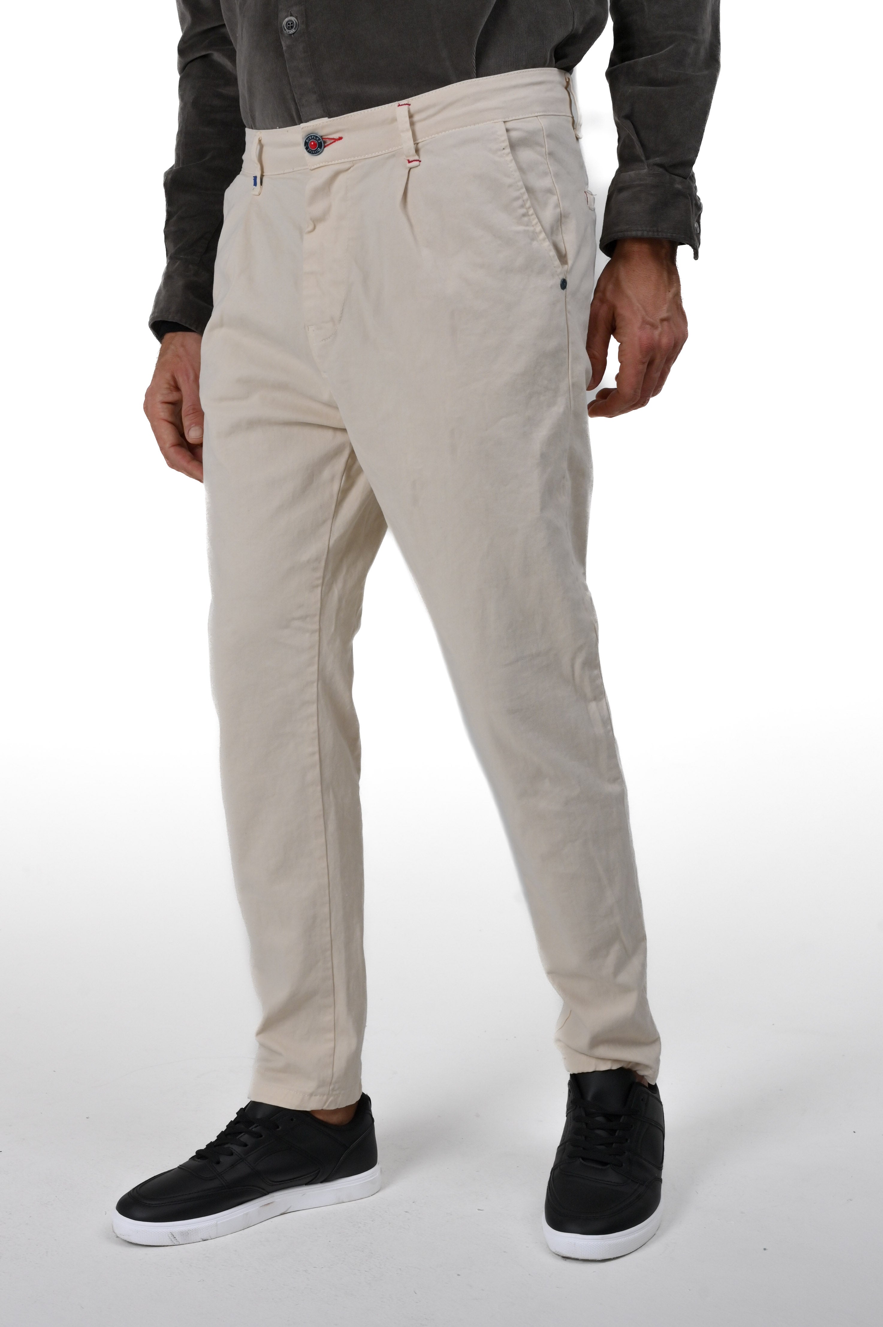 Pantaloni in cotone tapered New Private Gab Panna FW24/25