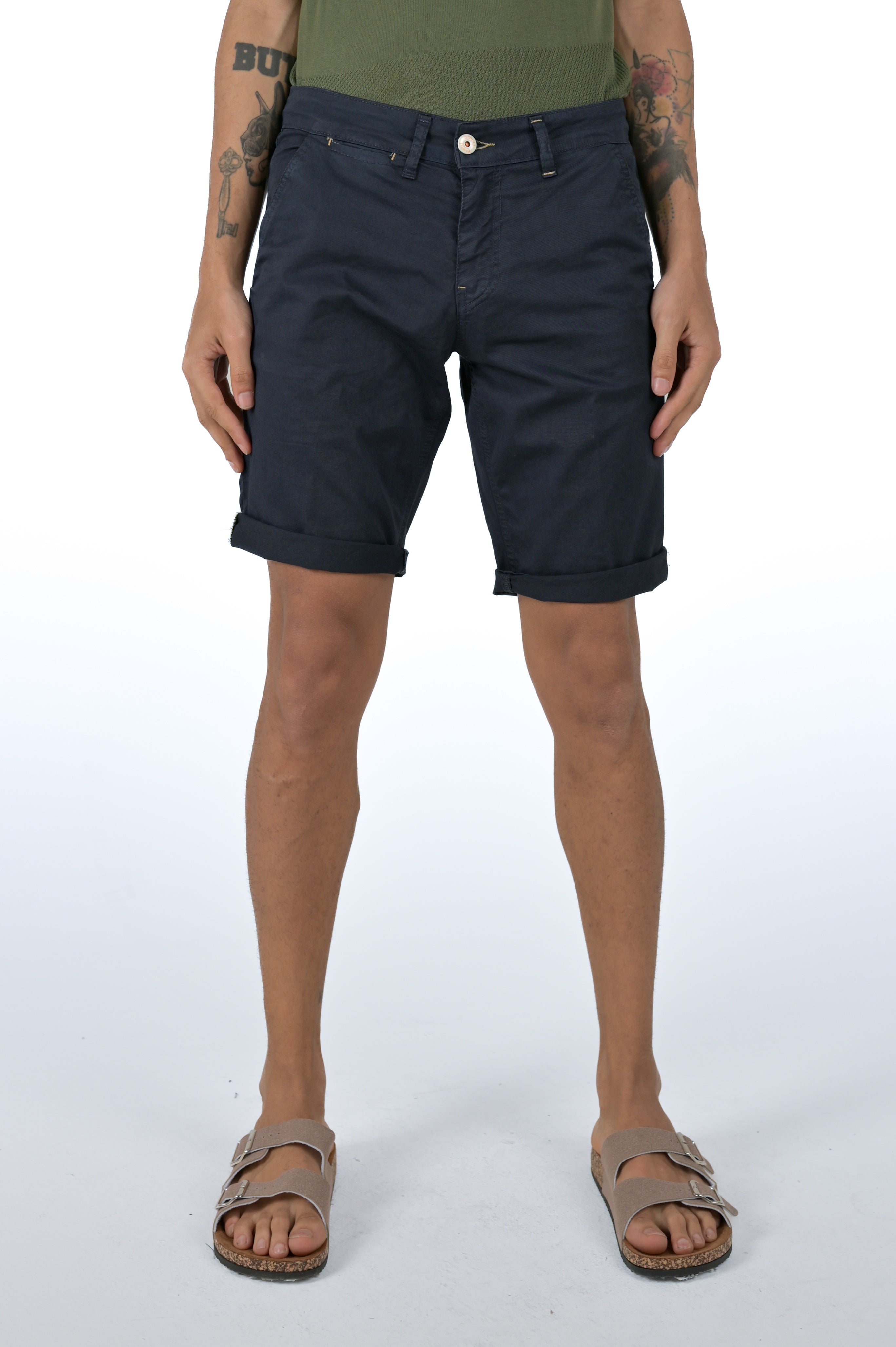 Bermuda in cotone slim Martin Blu SS26