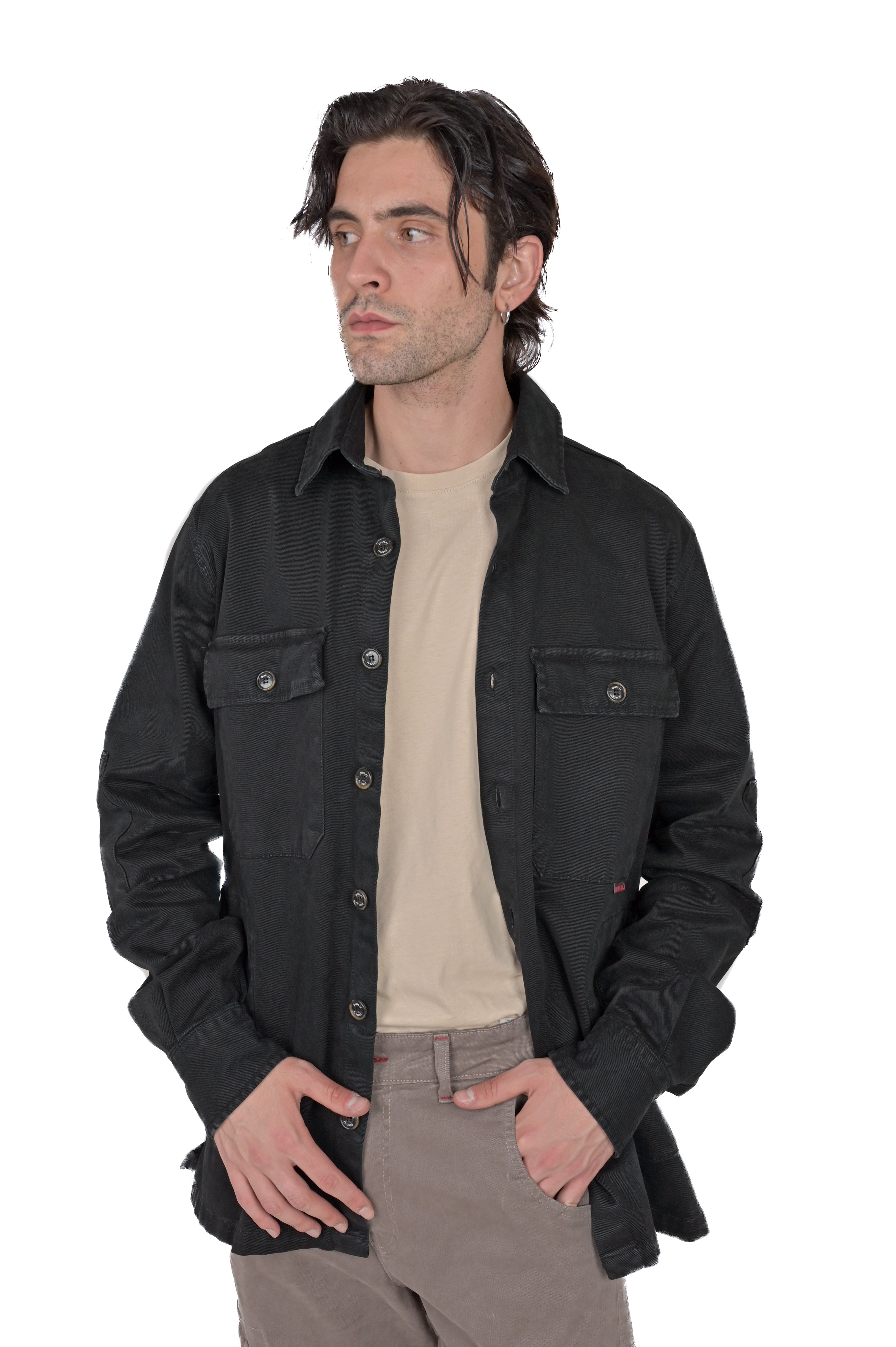 Adige black regular cotton shirt FW24/25