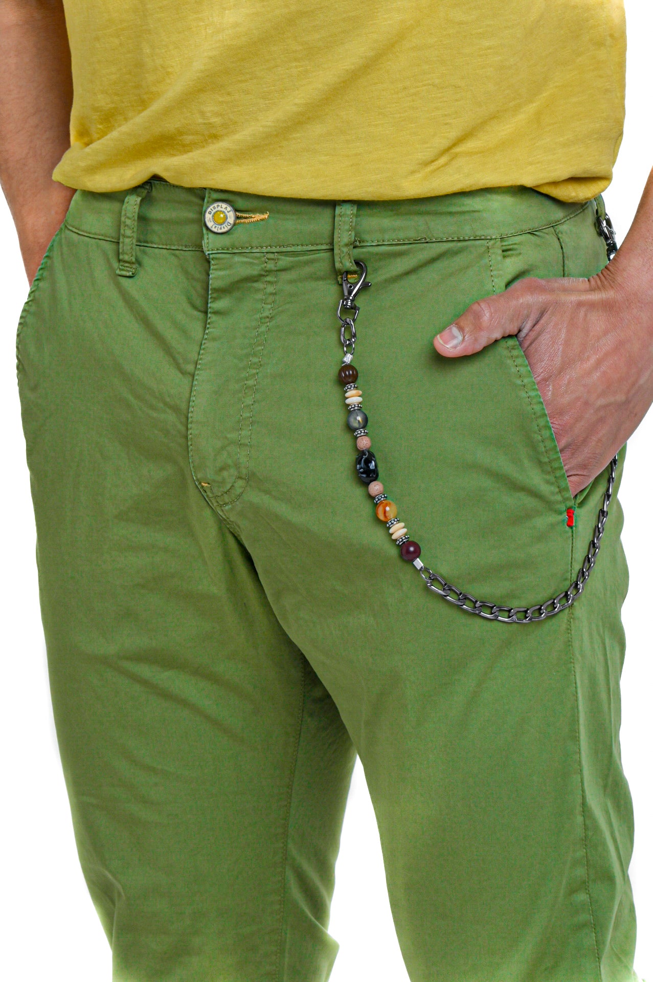 Pantaloni in cotone regular Panama Raso Verde Pera SS23