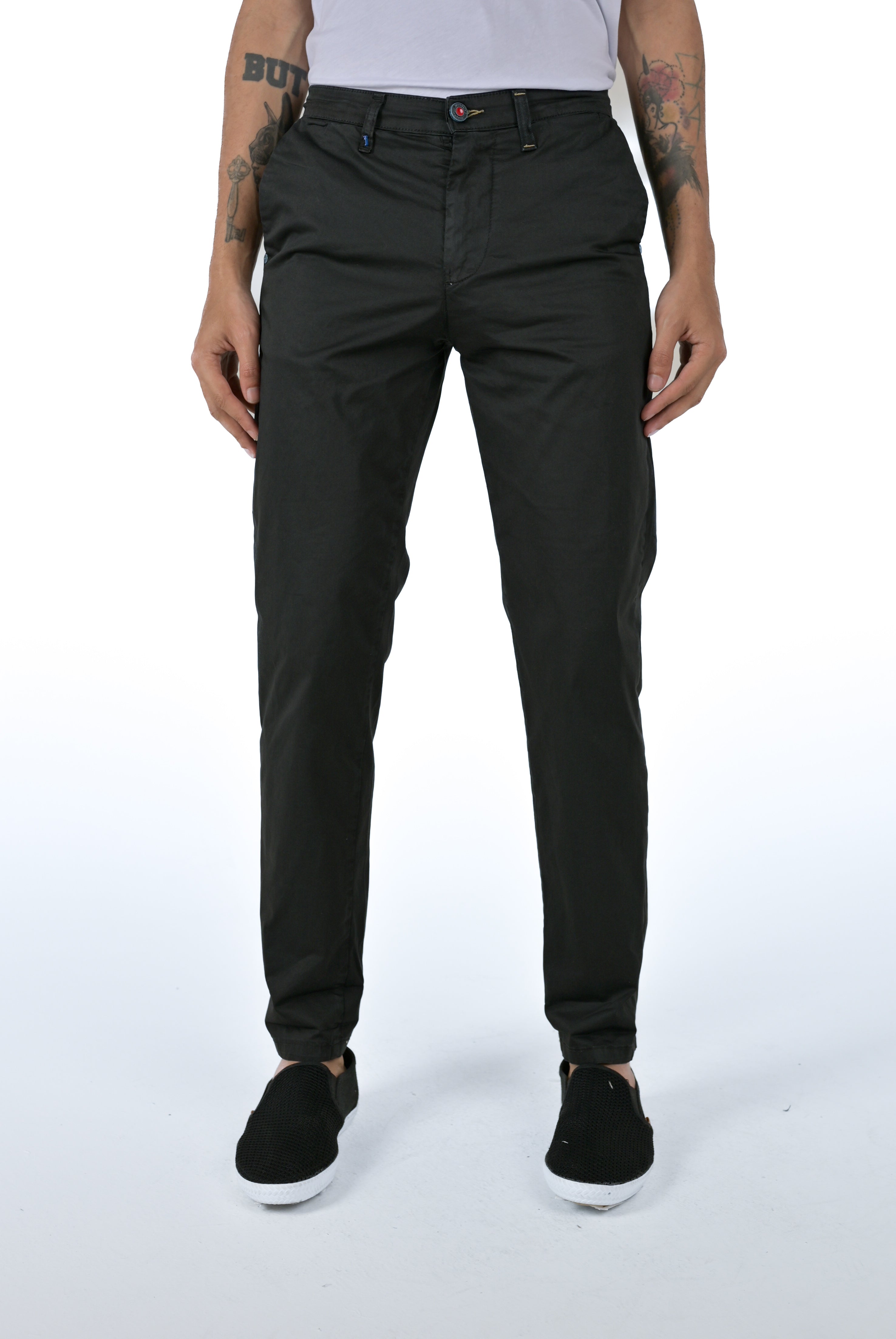 Pantaloni in cotone slim Sonic Raso Nero SS25