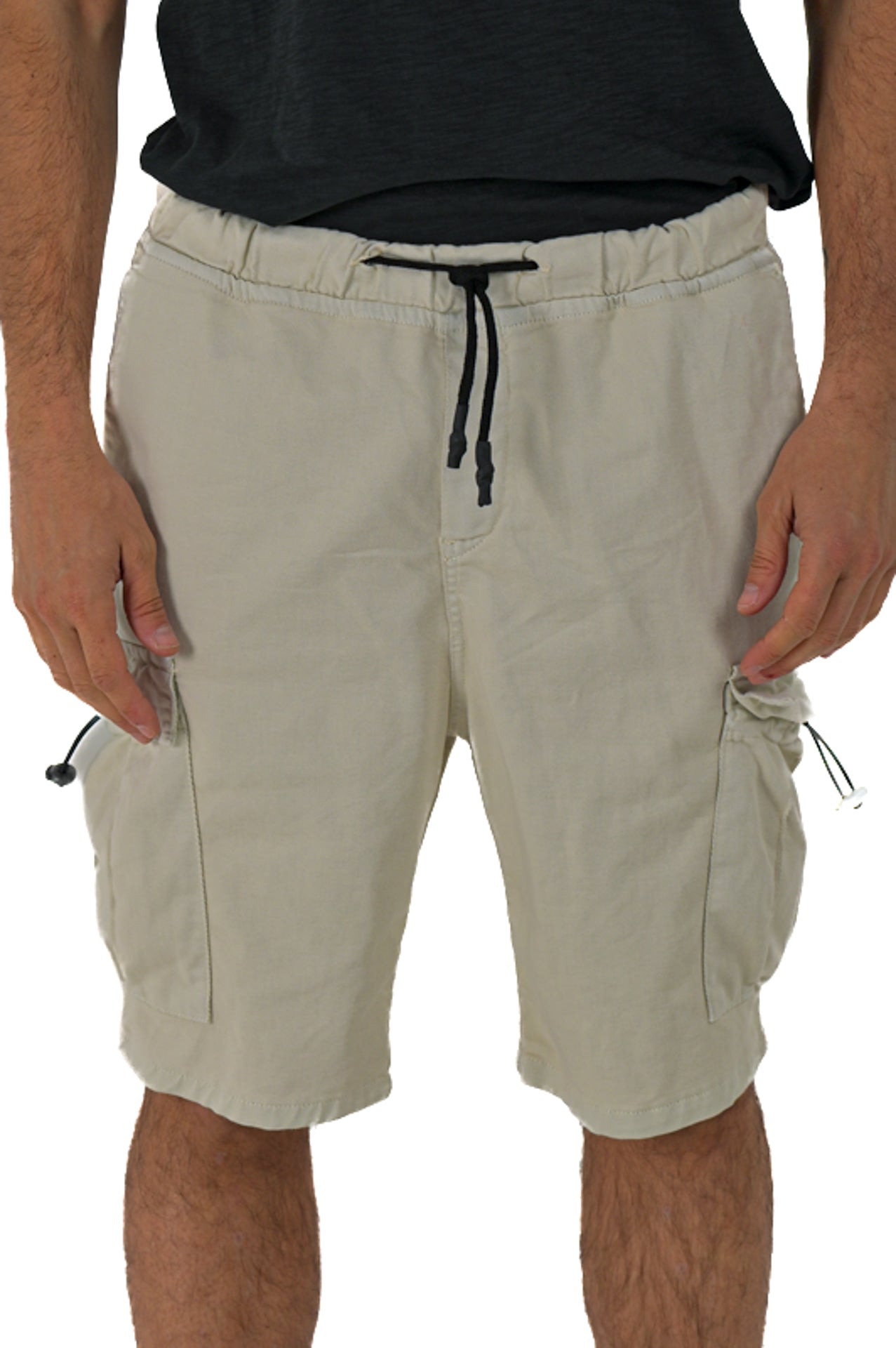 Regular Stand Bilevelt Cream cotton Bermuda shorts