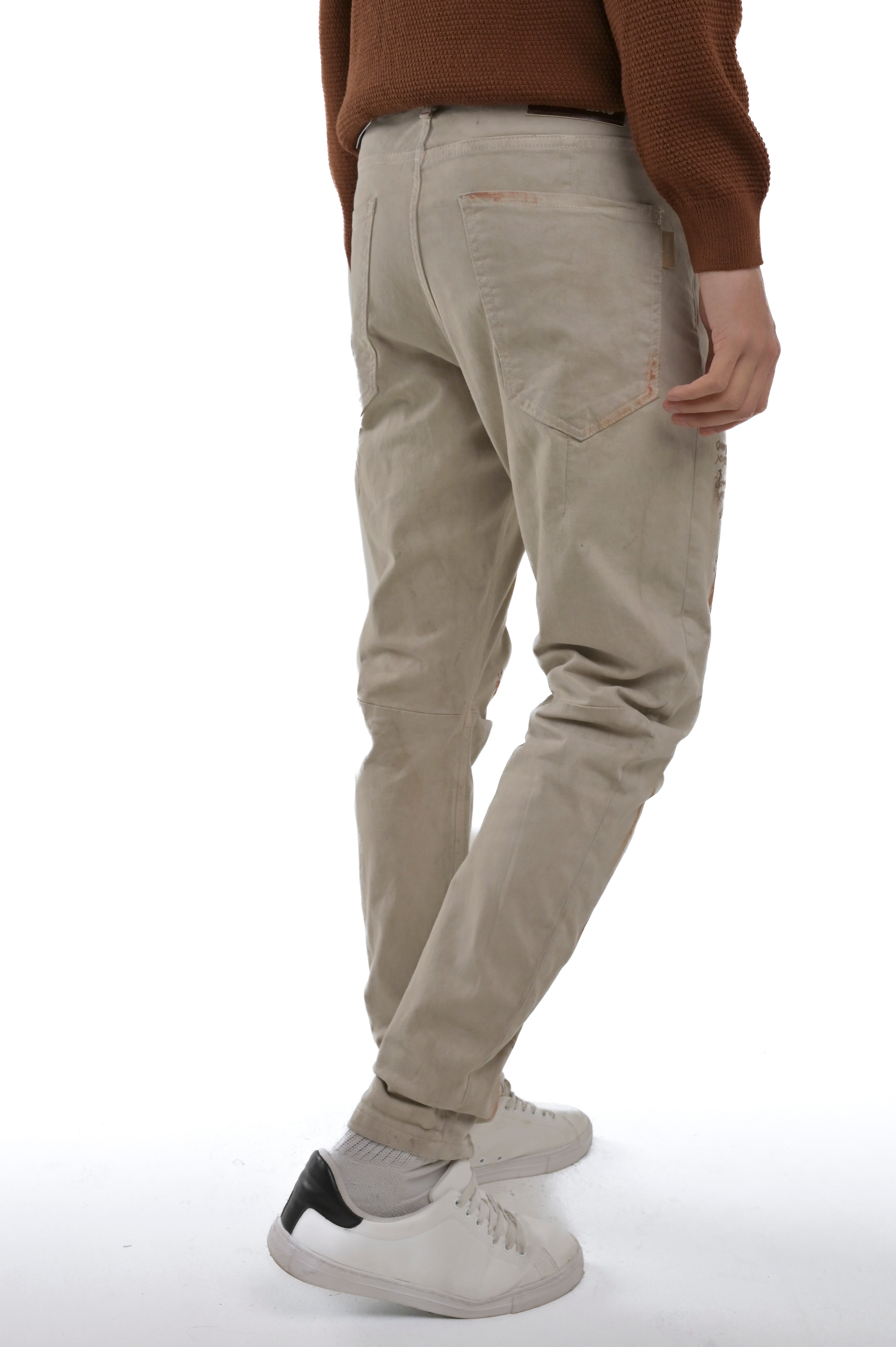 Pantaloni in cotone tapered Kron Stampato beige FW24/25