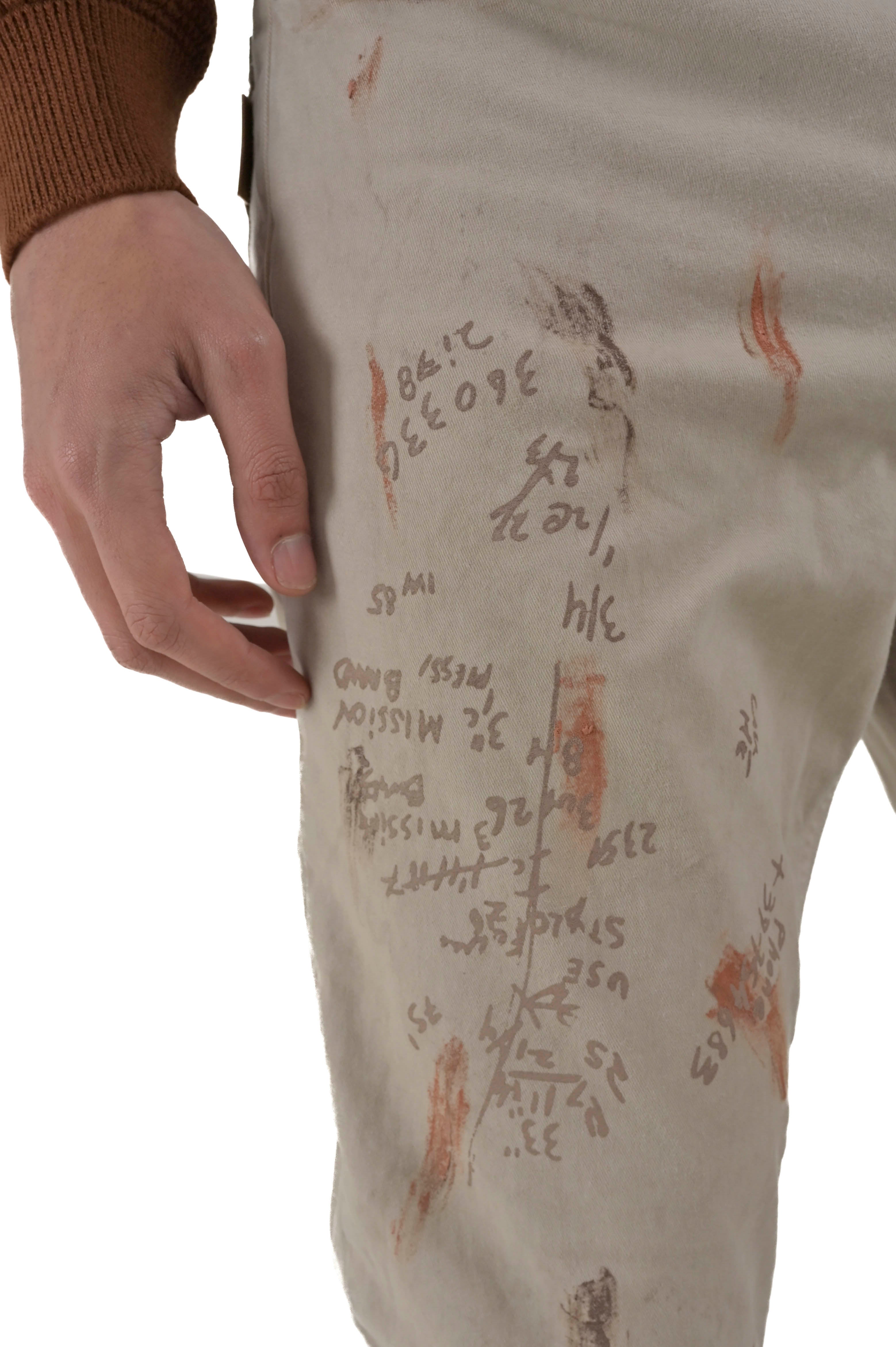 Kron Printed Beige Tapered Cotton Trousers FW24/25