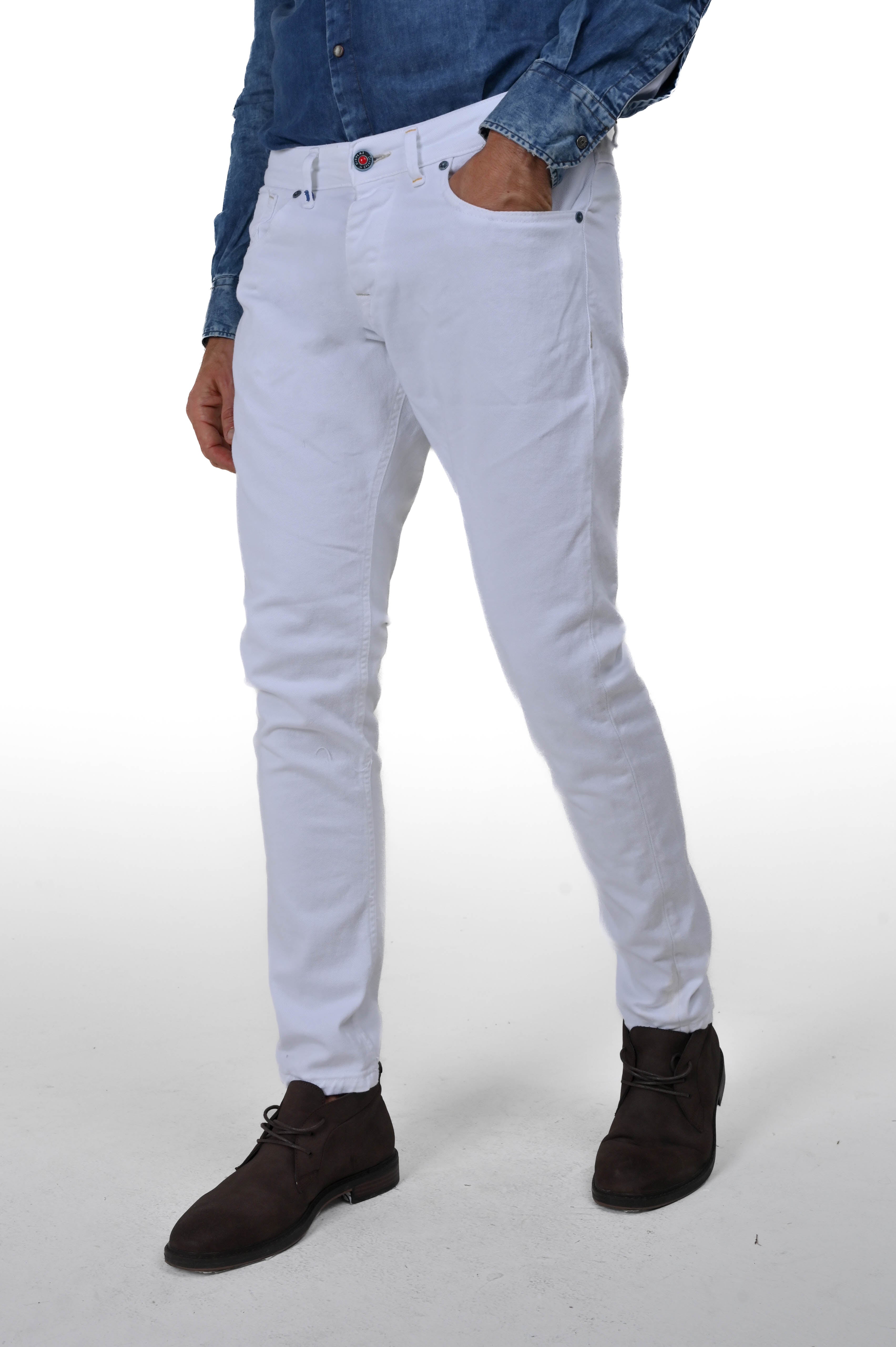 Pantaloni in cotone slim New London Bull bianco FW24/25