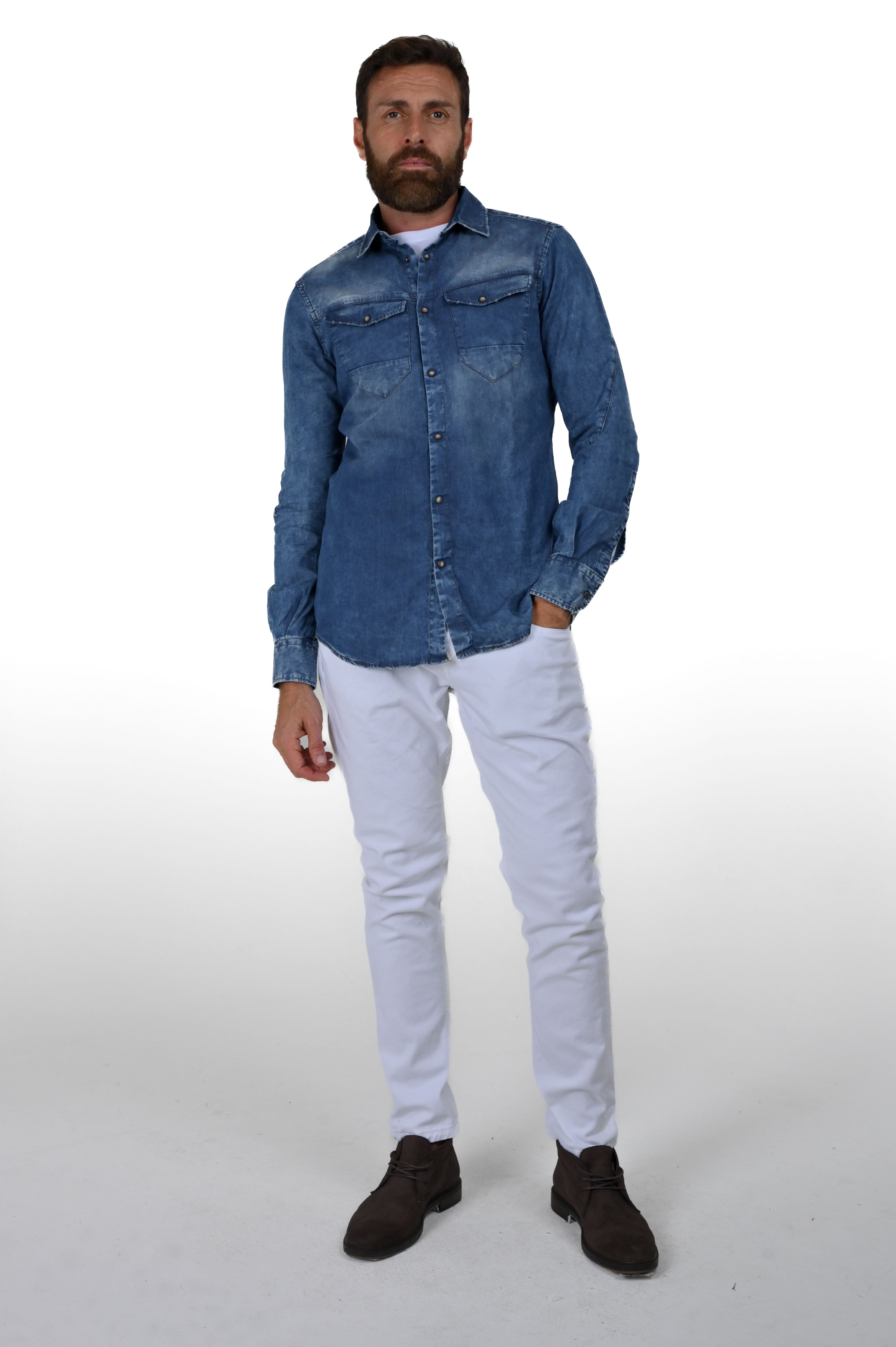 Camicia in denim Regular Park Marmorizzato FW23/24