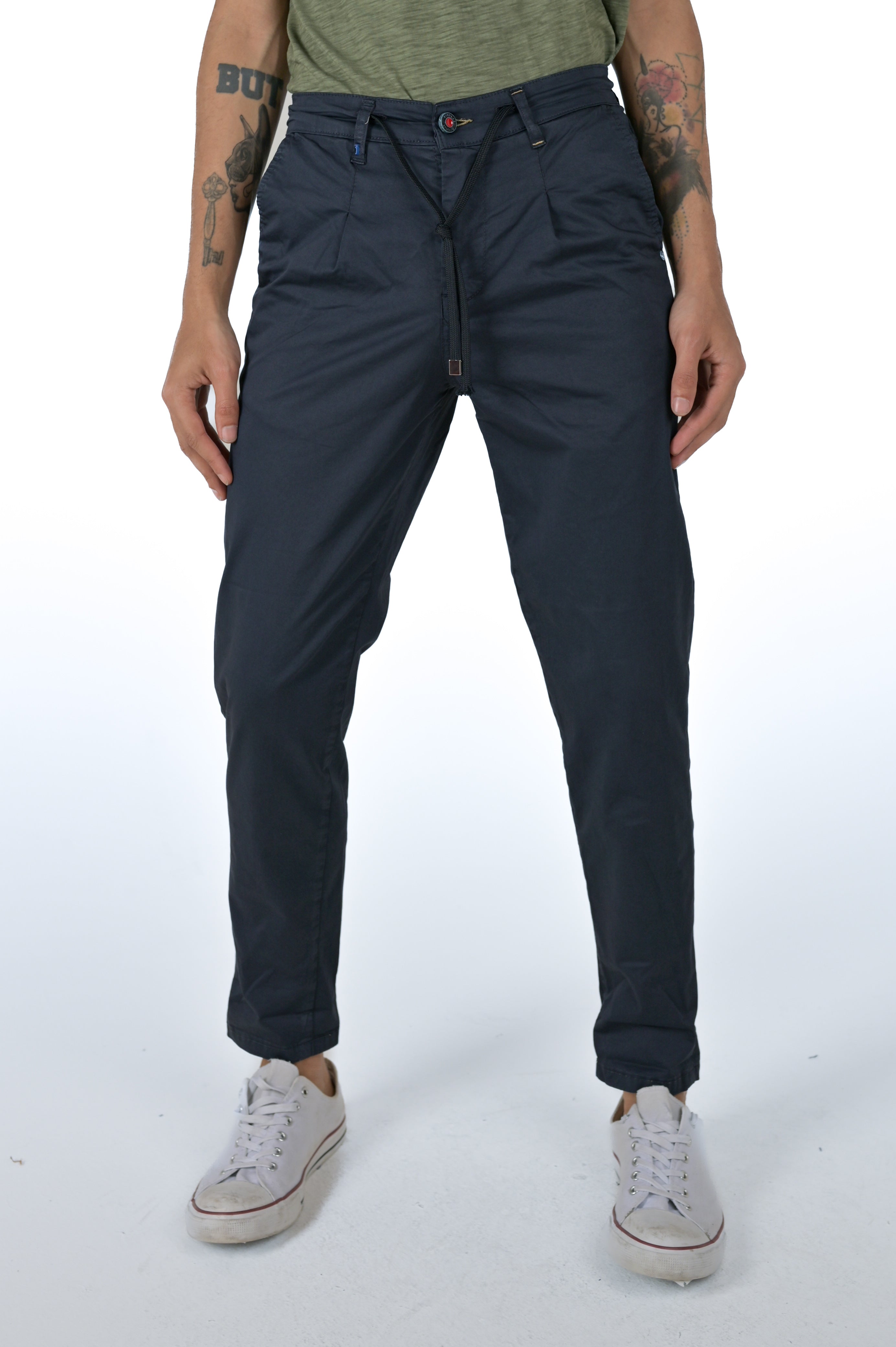 Regular Cotton Trousers Different Raso Blu SS25