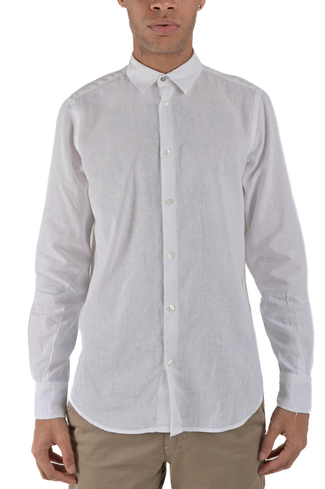 Camicia in lino regular Low Lino Bianco SS24