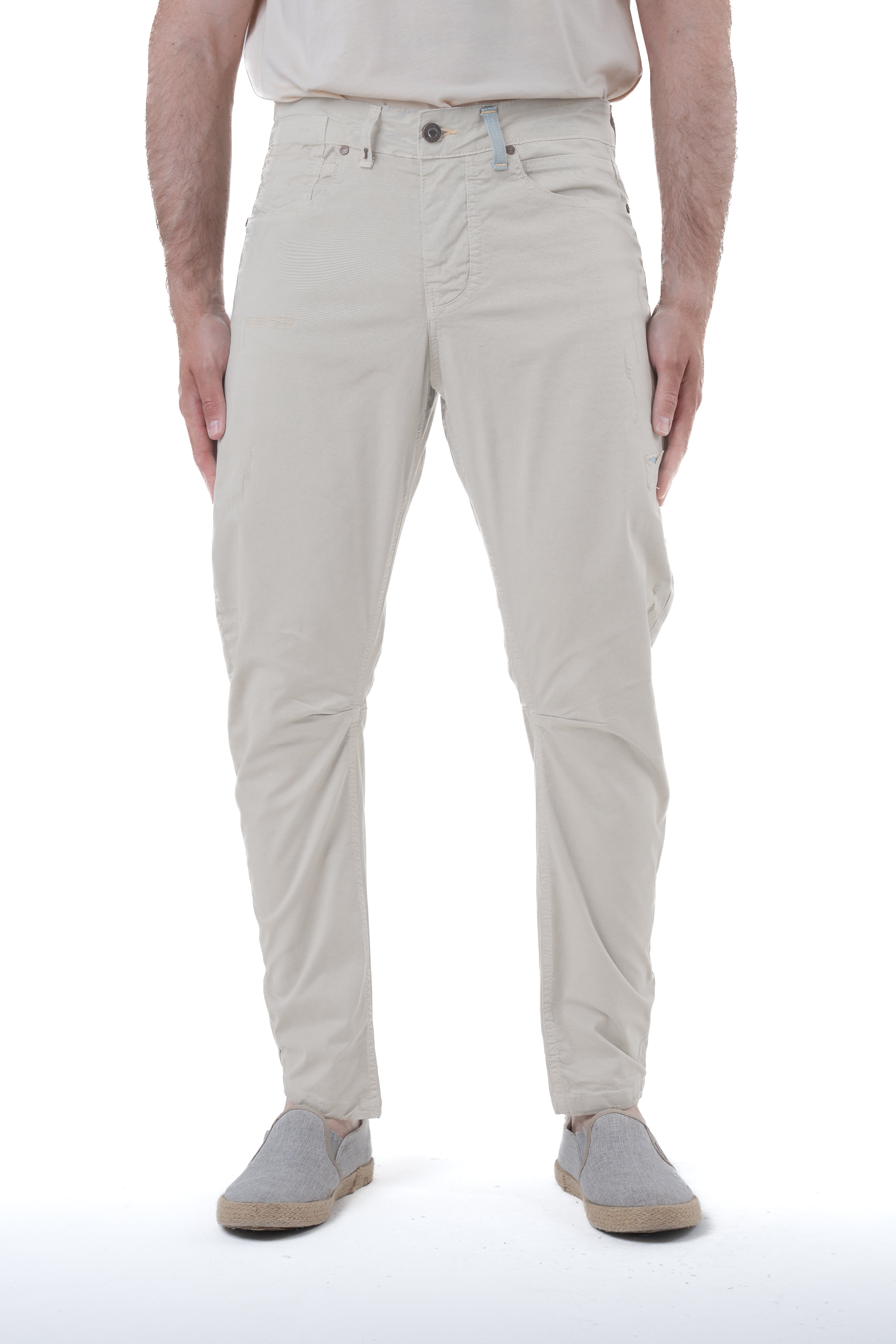 Pantaloni in cotone tapered Kron beige SS25
