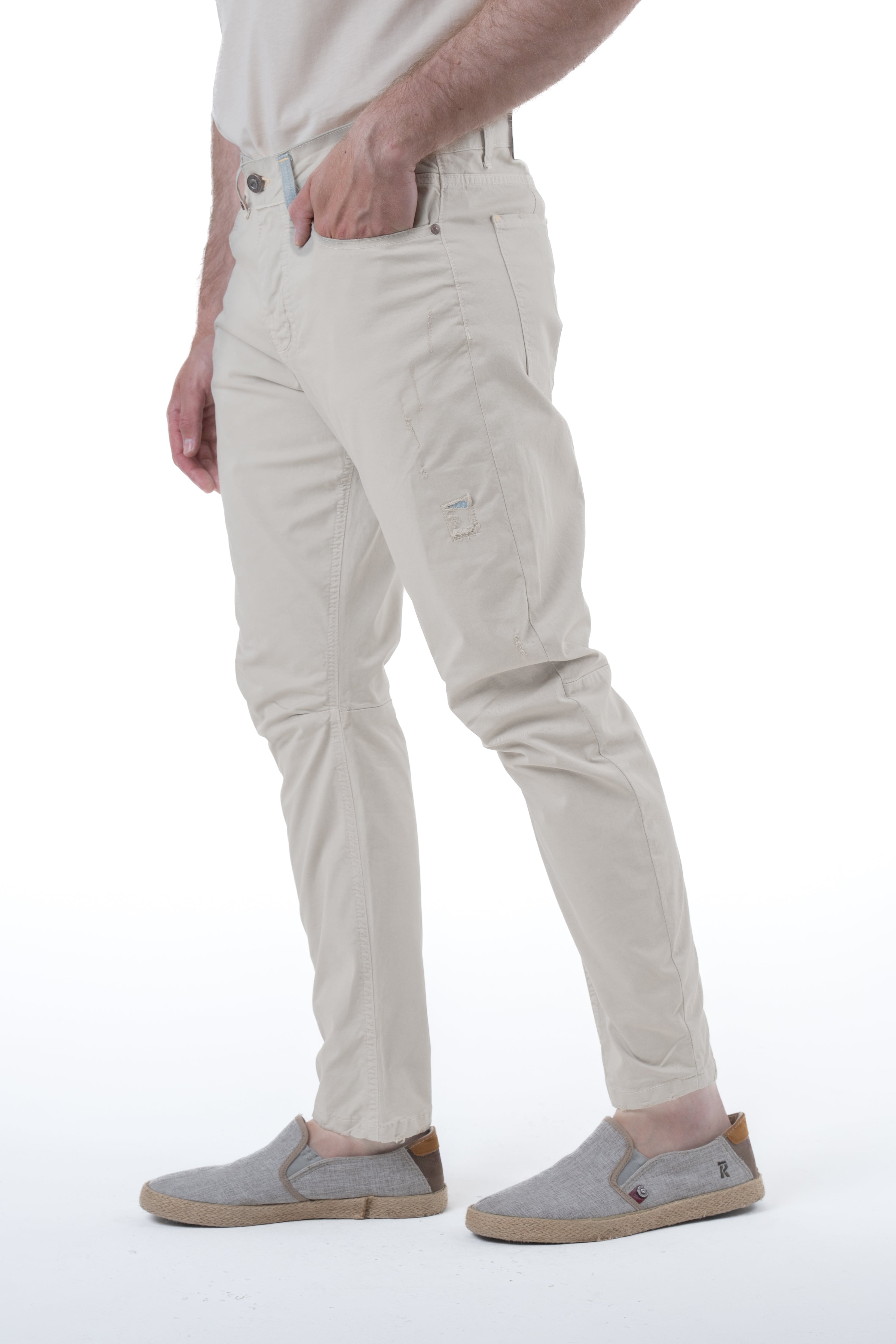 Pantaloni in cotone tapered Kron beige SS25