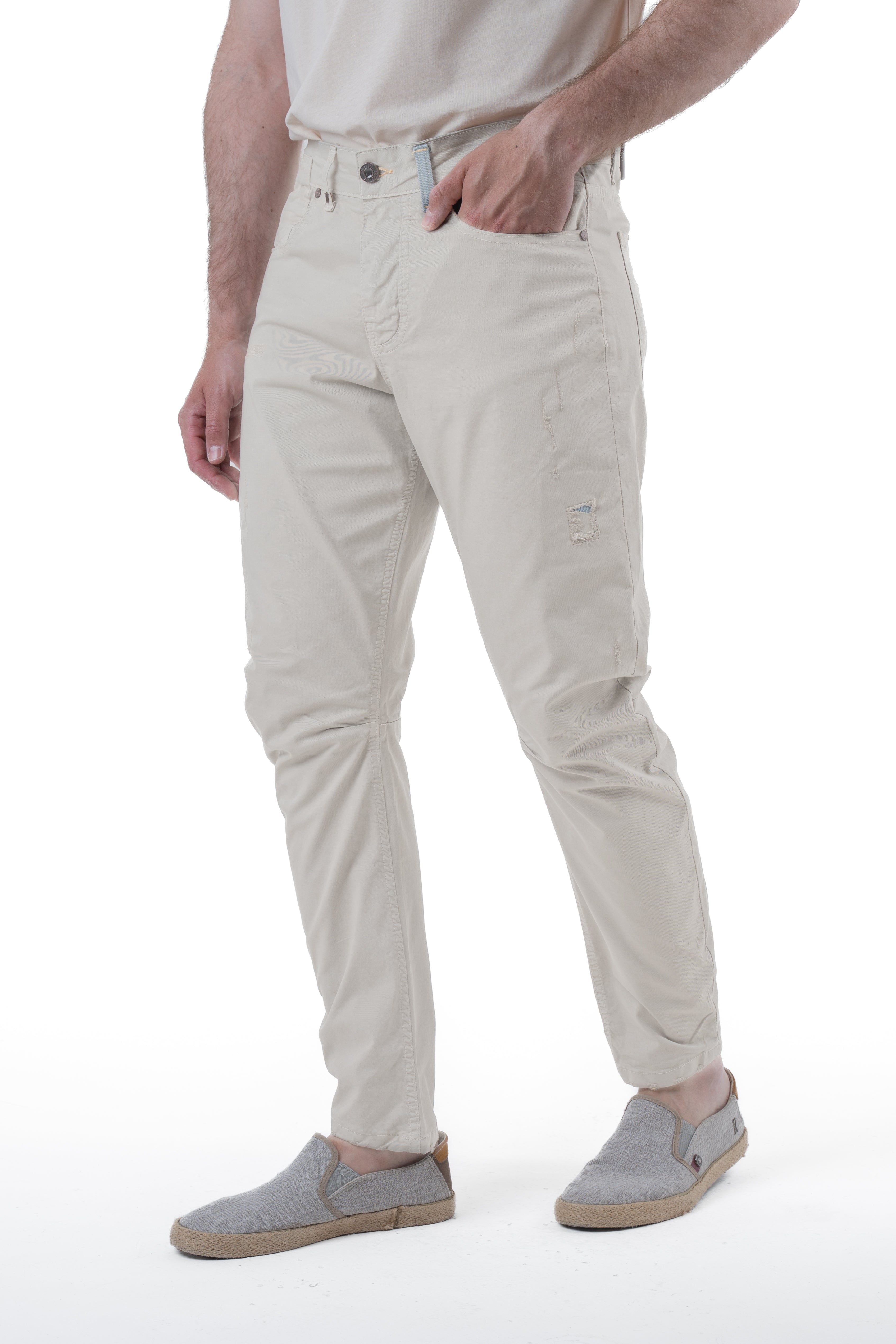 Pantaloni in cotone tapered Kron beige SS25