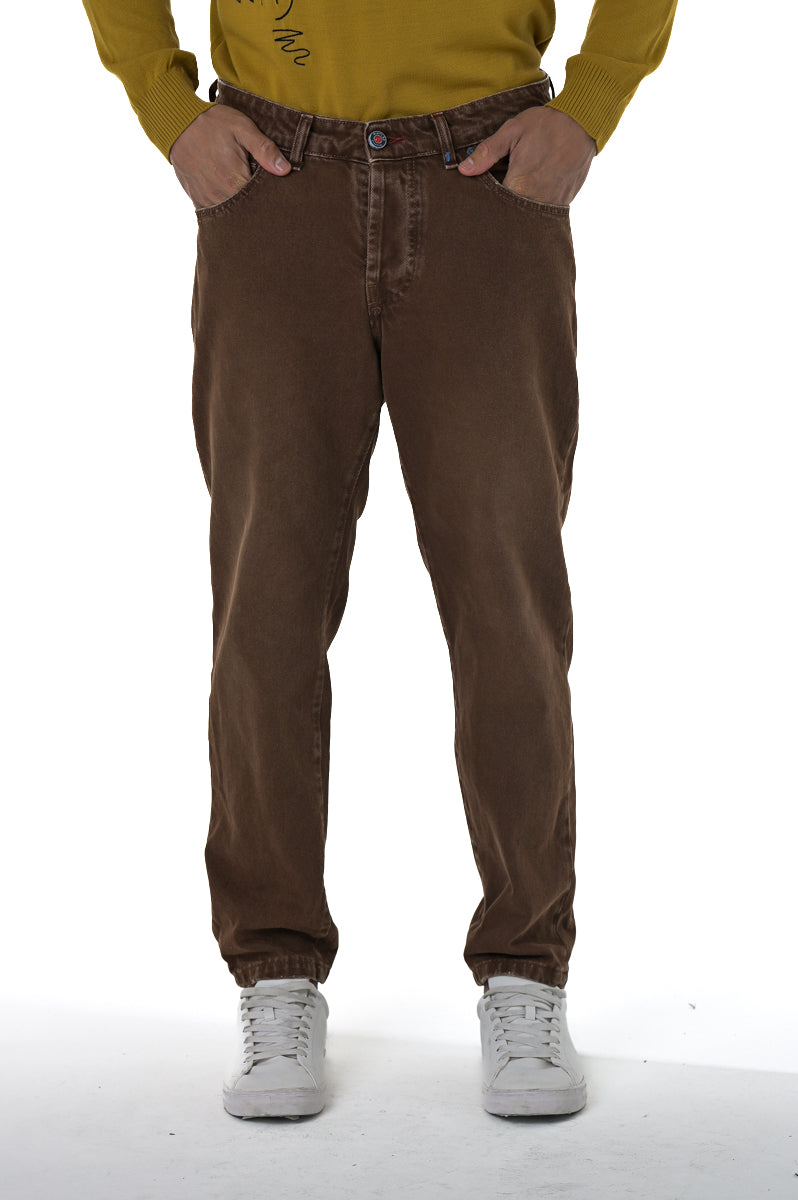 Pantaloni in cotone regular New Wolf Bull biscotto FW24/25