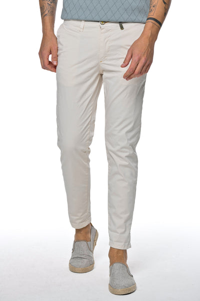Pantaloni in cotone slim Sonic Raso panna SS26