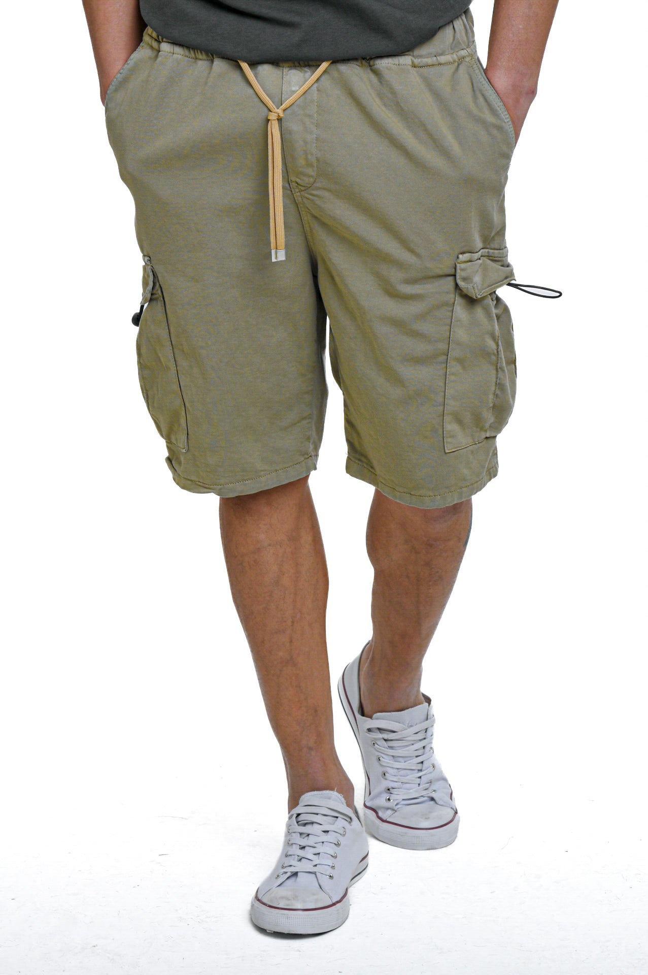 Regular Stand Bilevelt green cotton Bermuda shorts