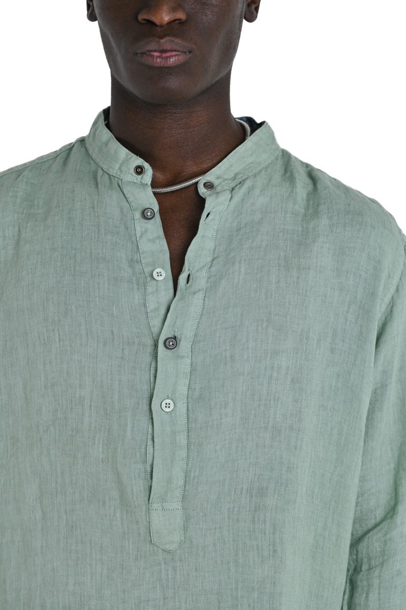 Camicia in lino regular Paul Lino Verde Acqua SS24