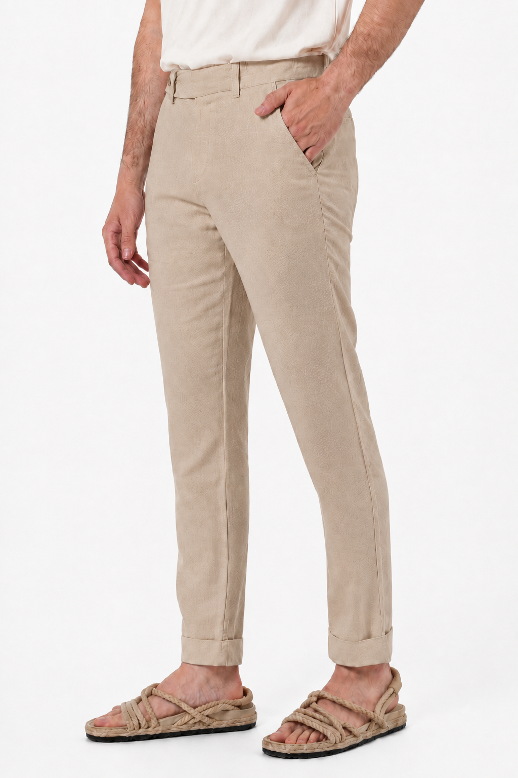 Classic Slim Racket Trousers Linen Blue SS25