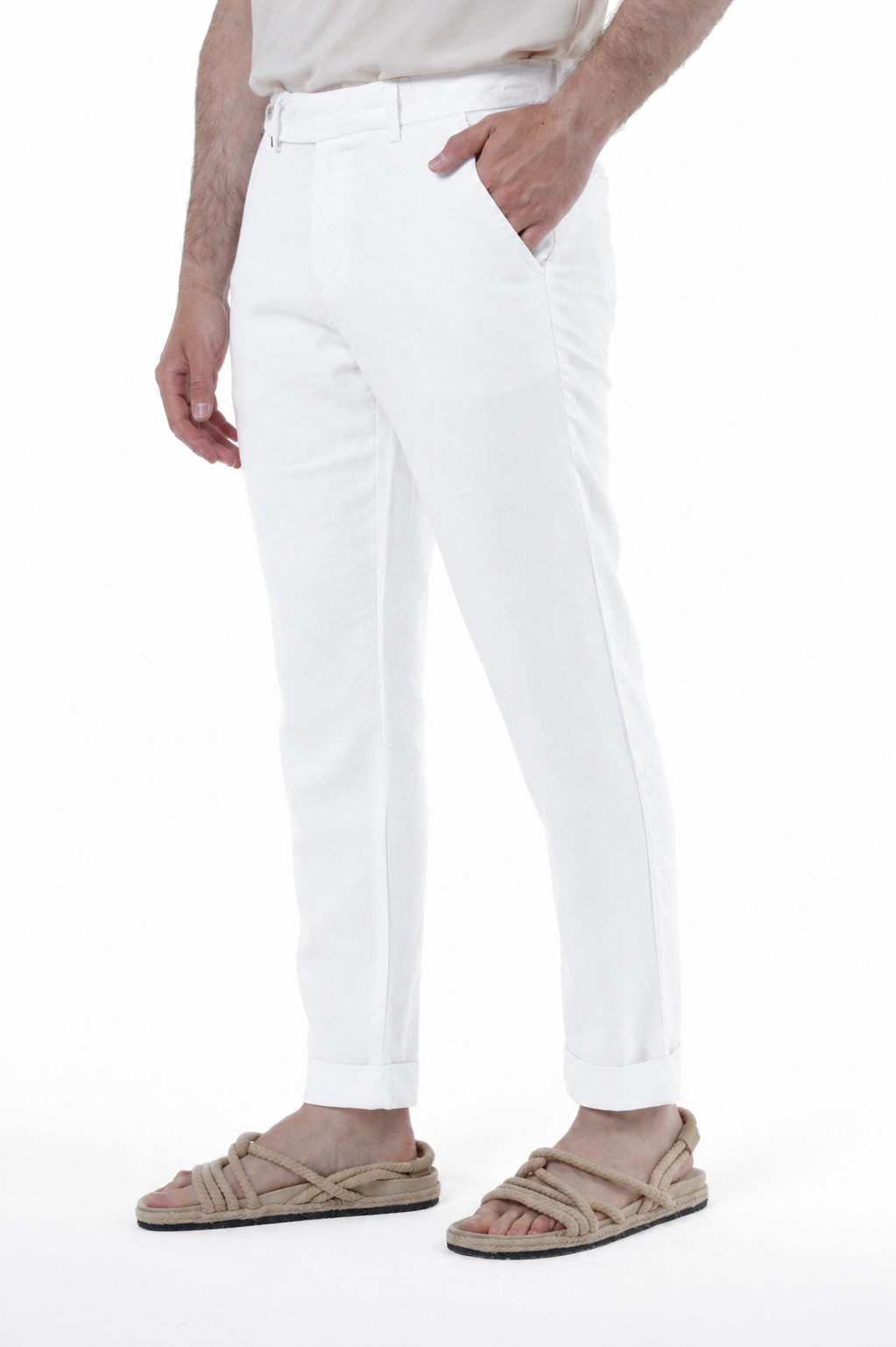 Classic Slim Racket Trousers Linen Blue SS25