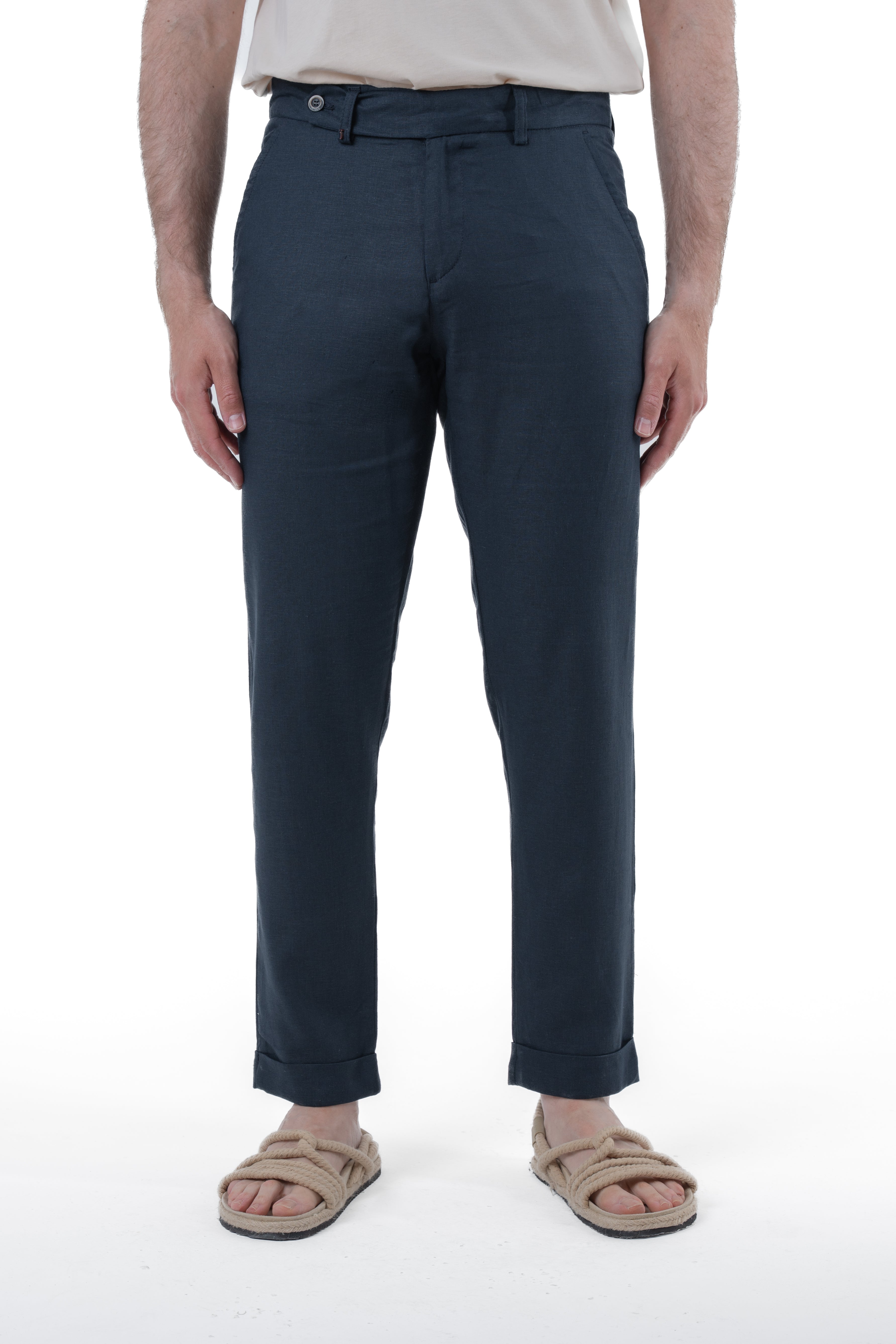 Classic Slim Racket Trousers Linen Blue SS25