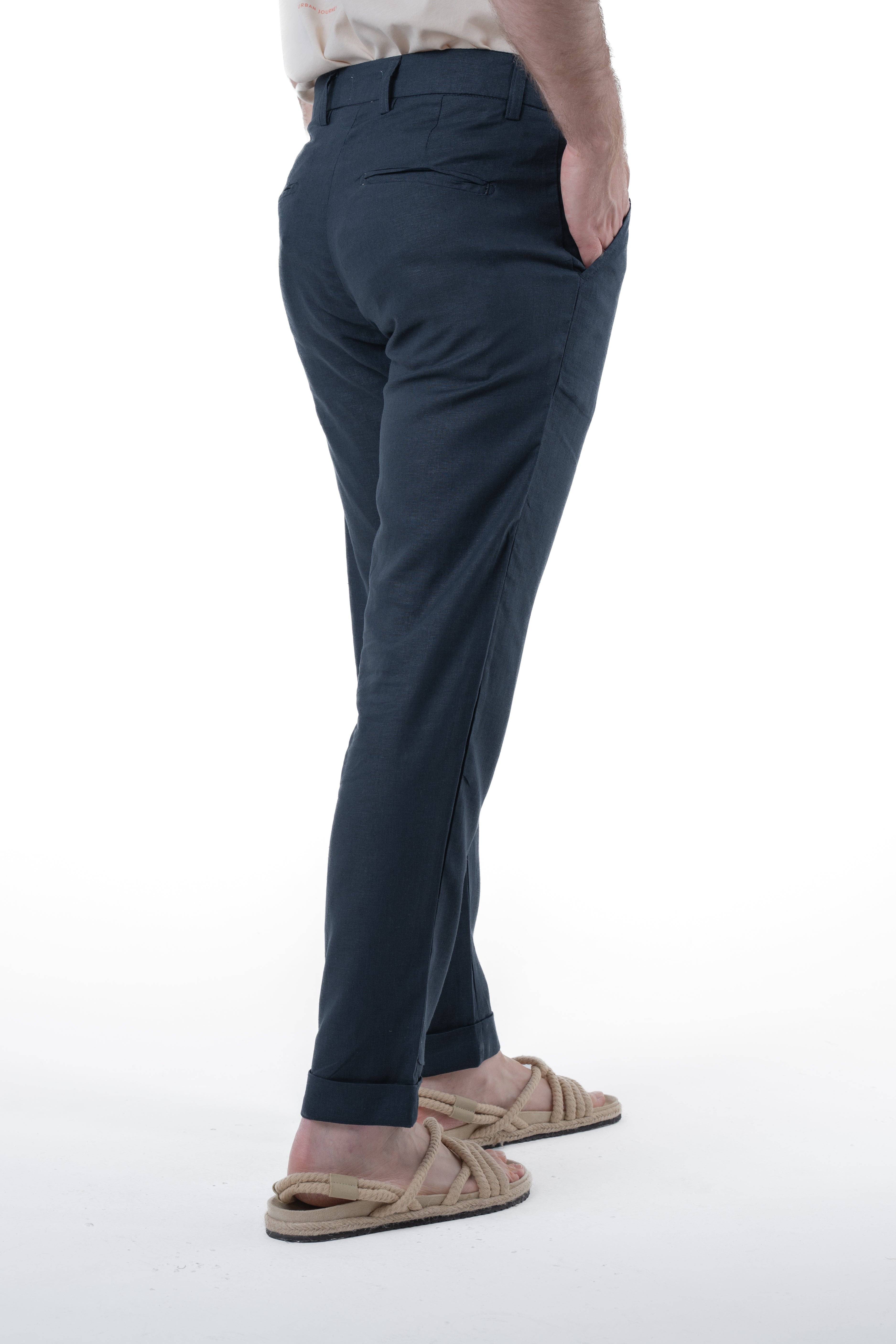 Classic Slim Racket Trousers Linen Blue SS25