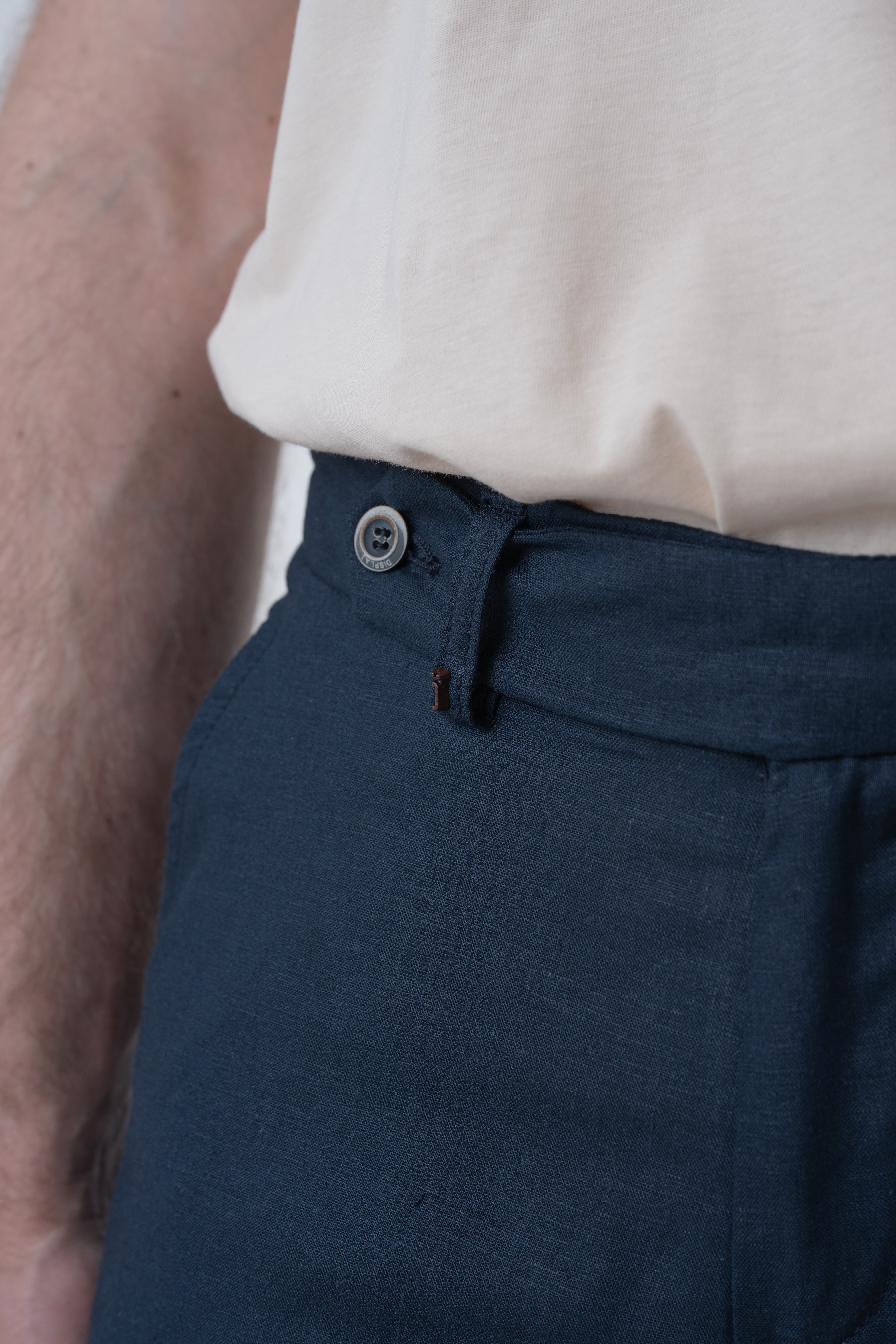 Classic Slim Racket Trousers Linen Blue SS25