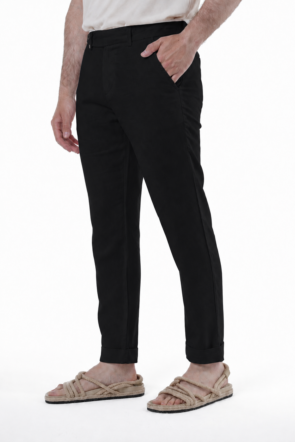 Classic Slim Racket Trousers Linen Blue SS25