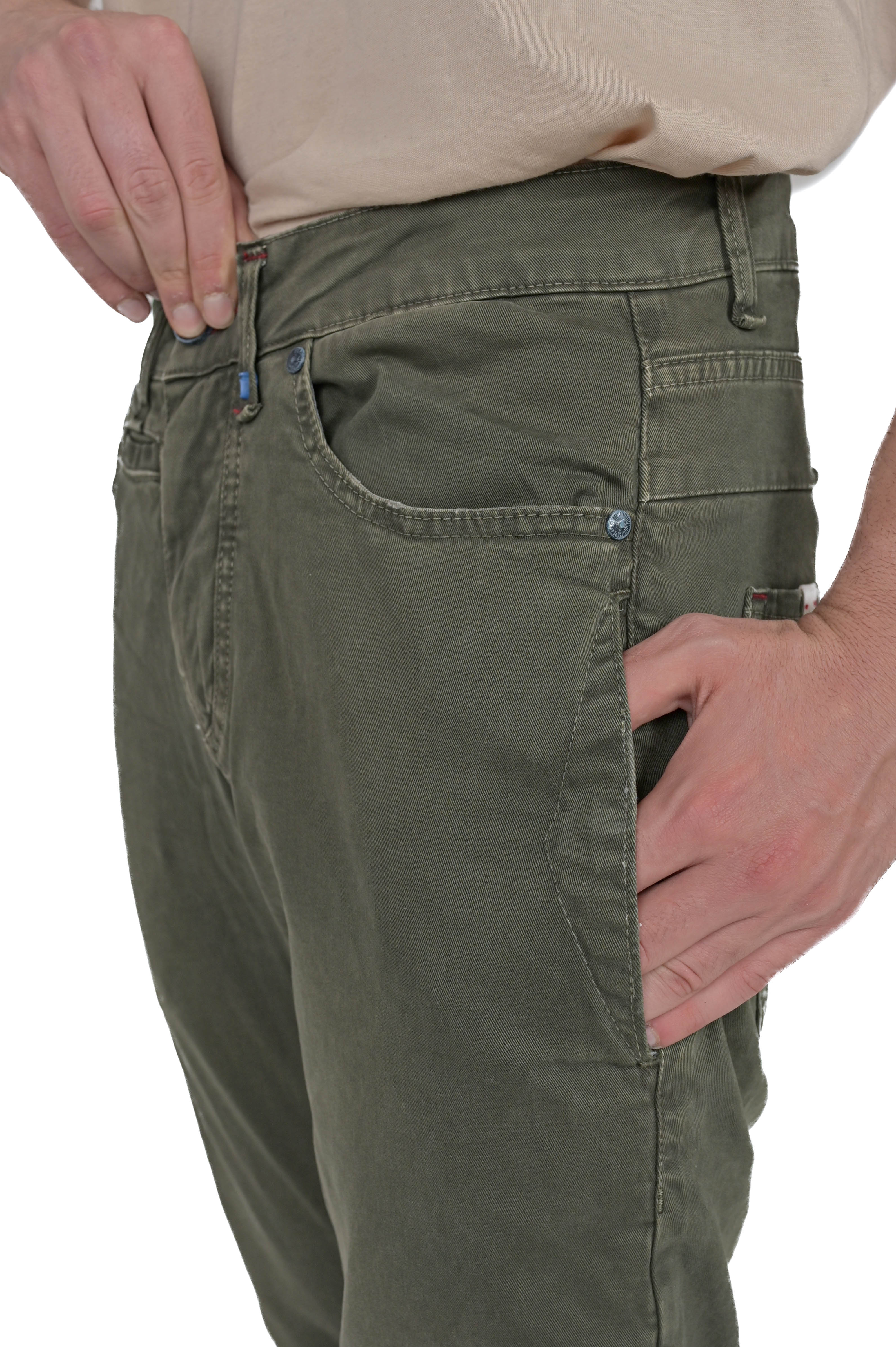 Pantaloni in cotone tapered Vertigo verde FW24/25