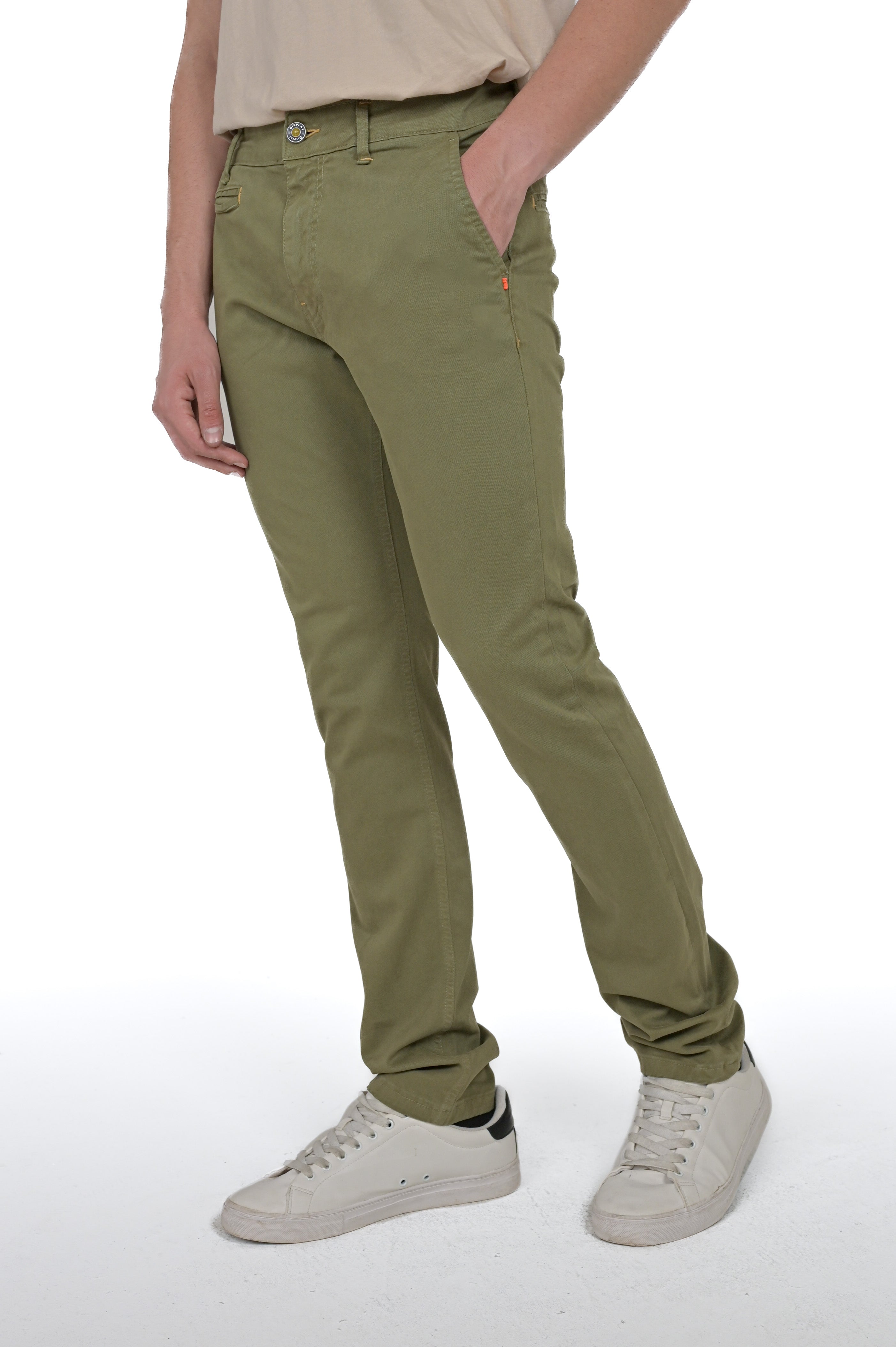 Pantaloni in cotone slim Kinos oliva FW24/25