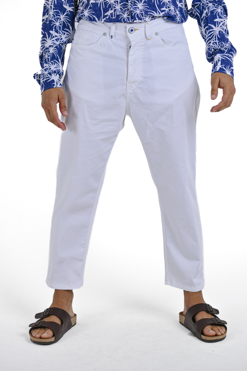 Loose Cotton Pants King Raso White SS25