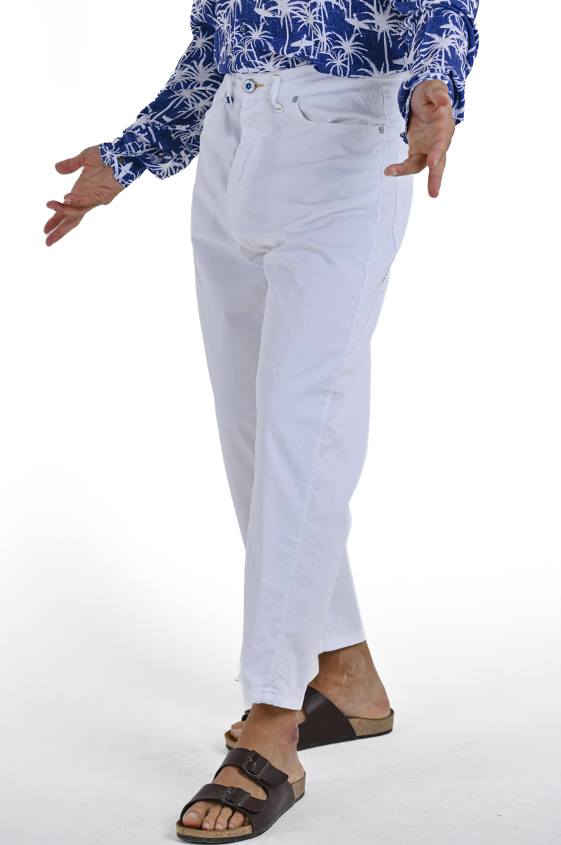 Loose Cotton Pants King Raso White SS25