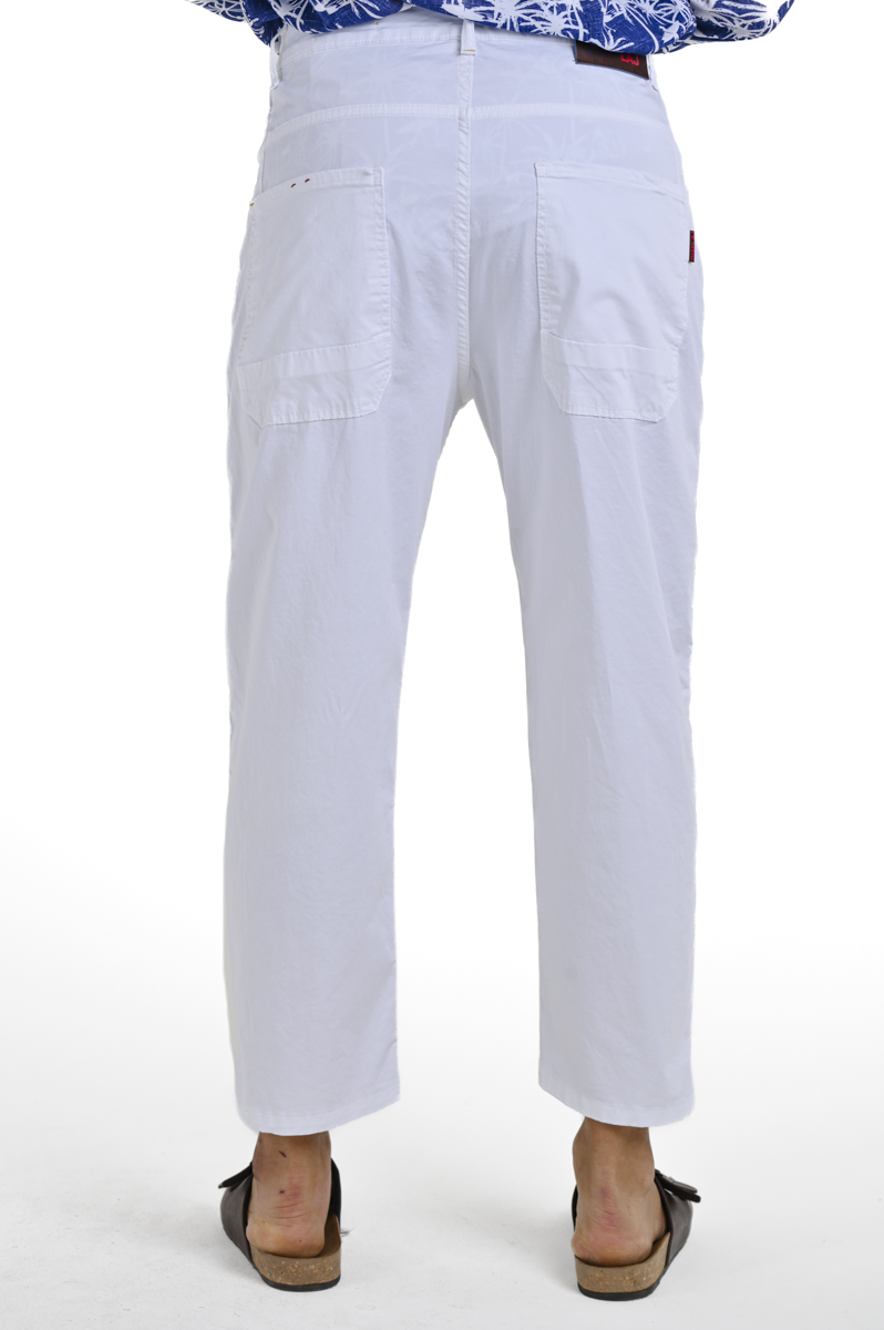 Loose Cotton Pants King Raso White SS25