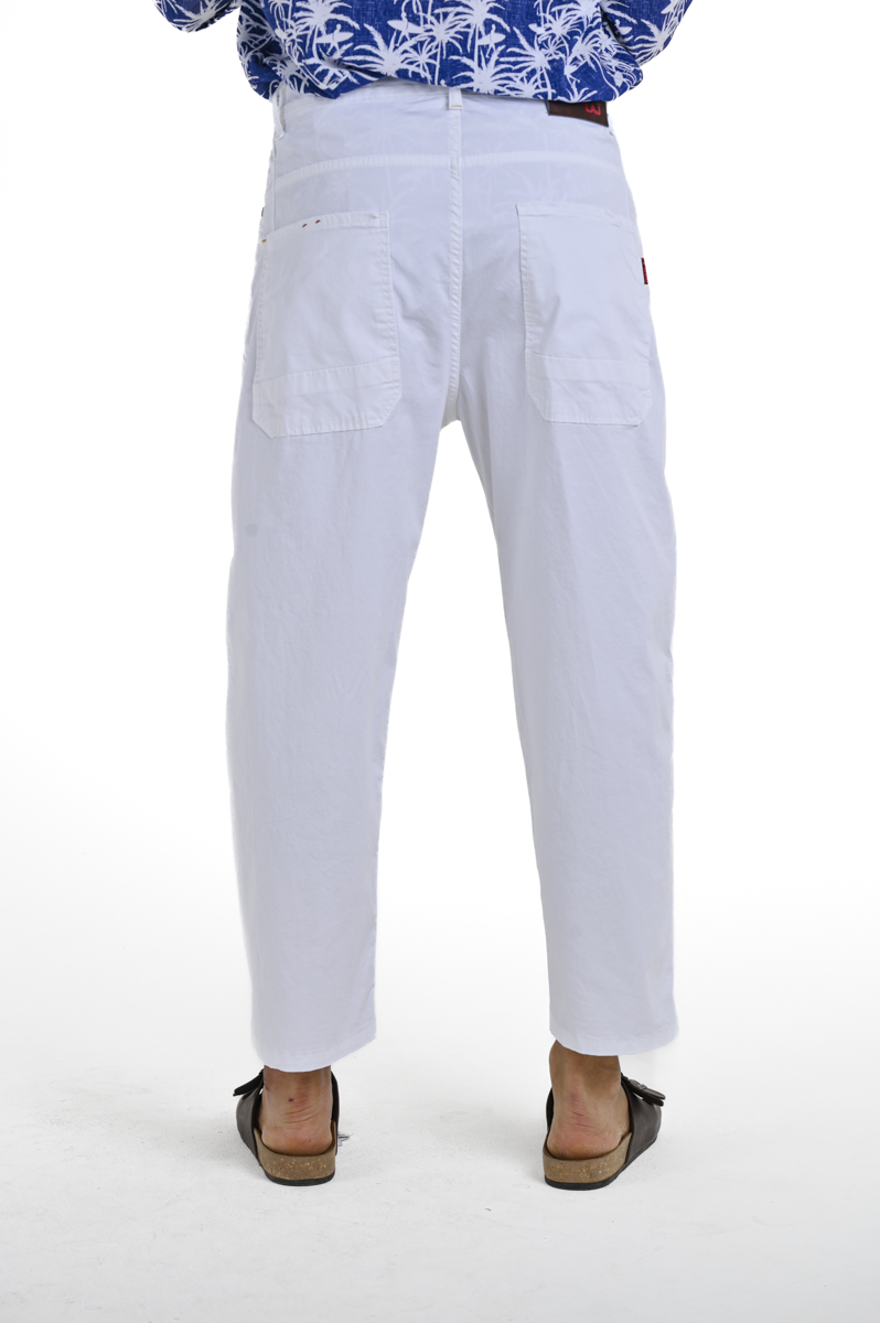Loose Cotton Pants King Raso White SS25