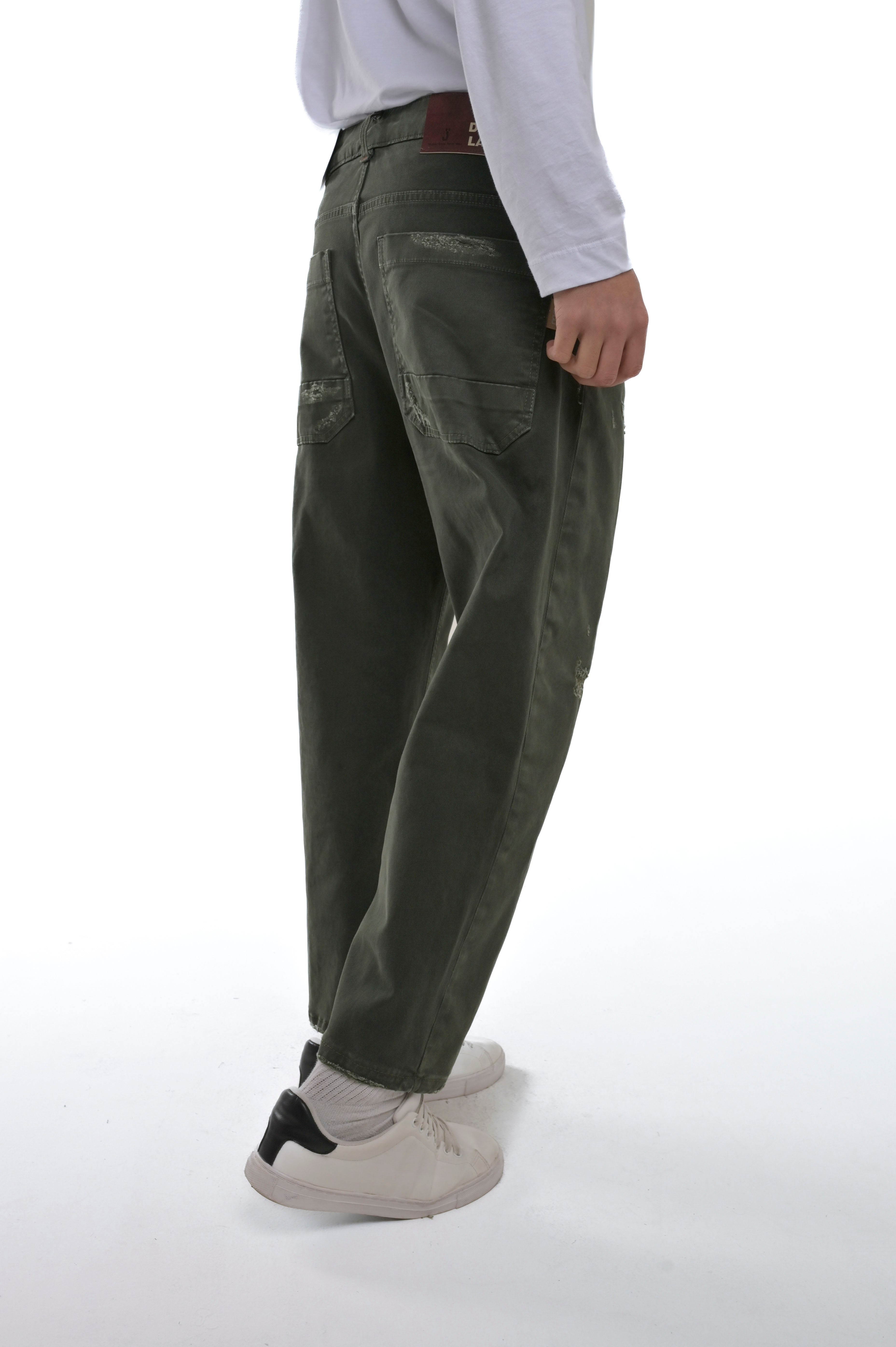 Pantaloni in cotone loose King Libeccio verde FW24/25