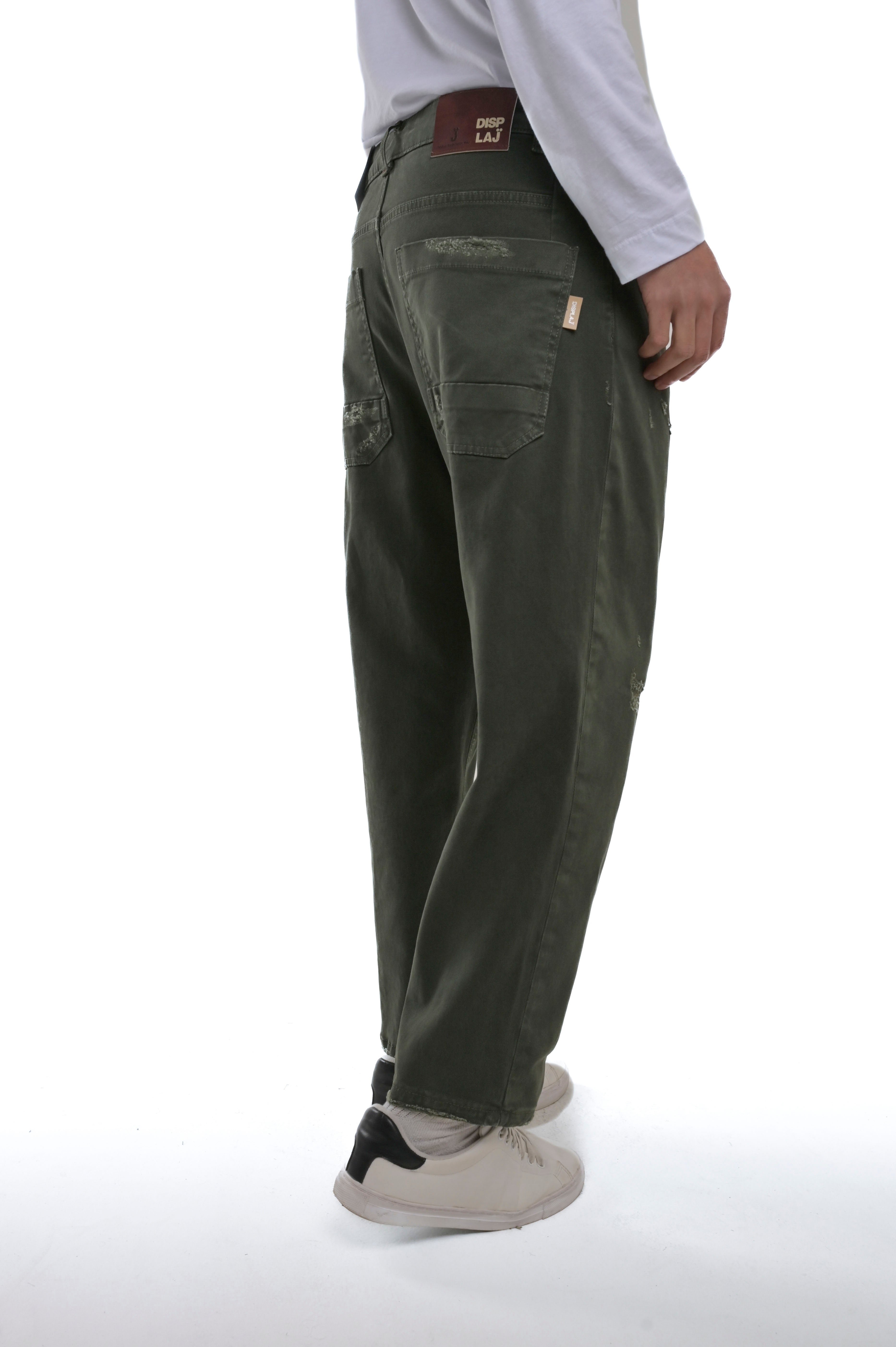 Pantaloni in cotone loose King Libeccio verde FW24/25