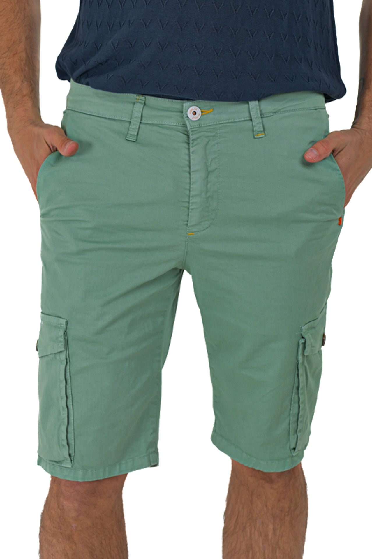 Sonic Slim Cotton Bermuda Shorts Tascone Green Aqua