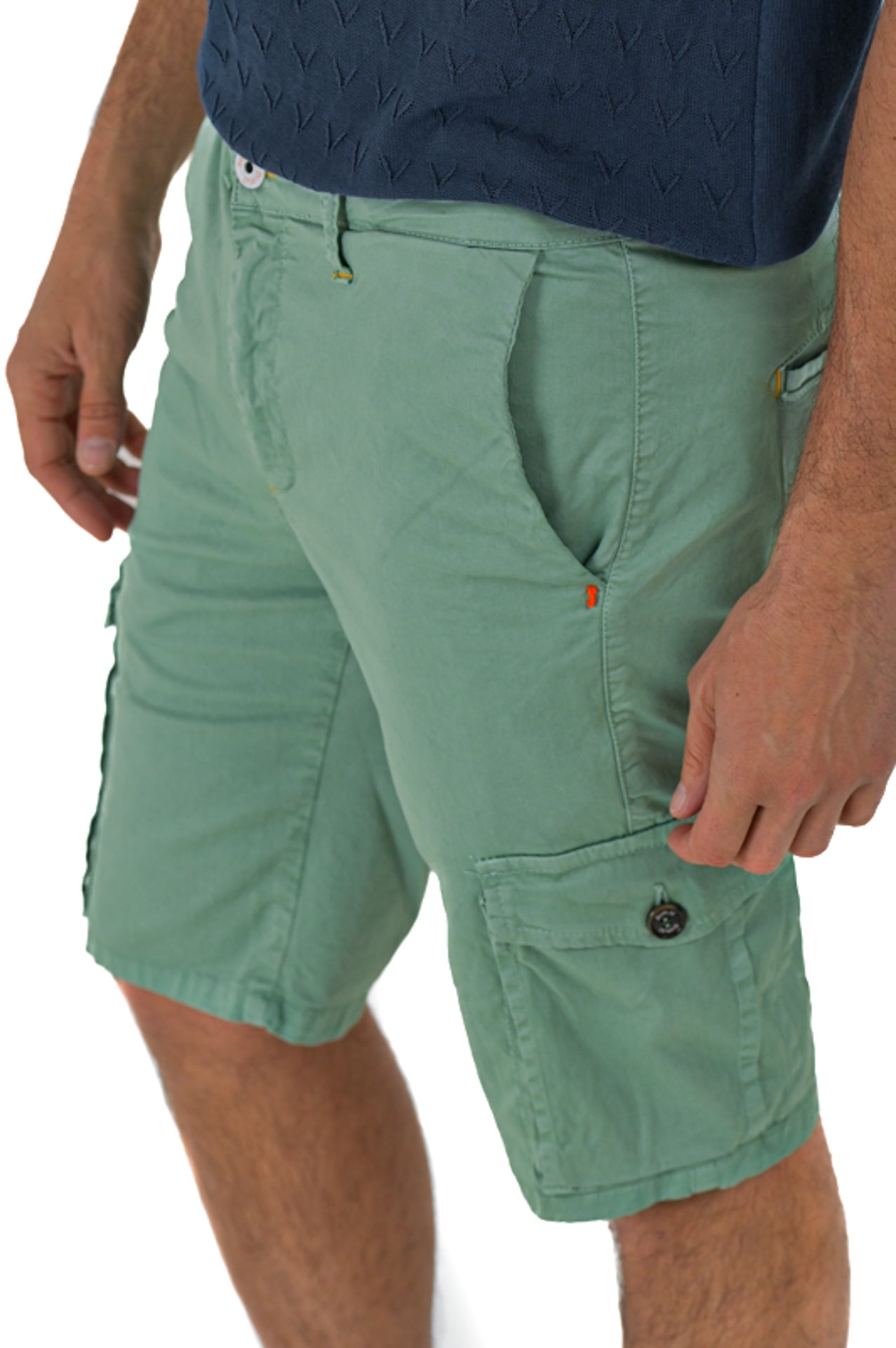 Sonic Slim Cotton Bermuda Shorts Tascone Green Aqua