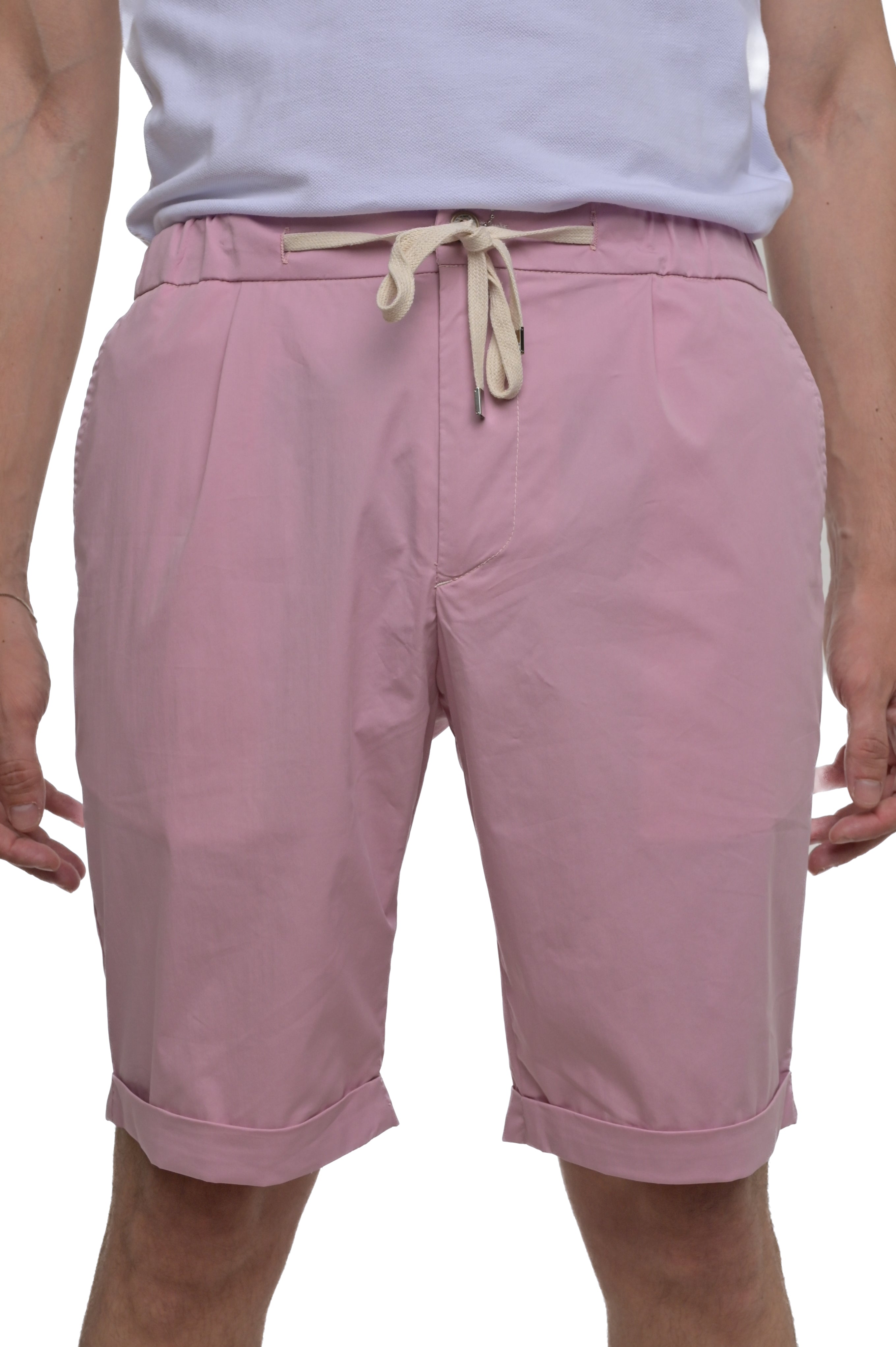 Bermuda in cotone slim Split Ciondolo rosa SS25