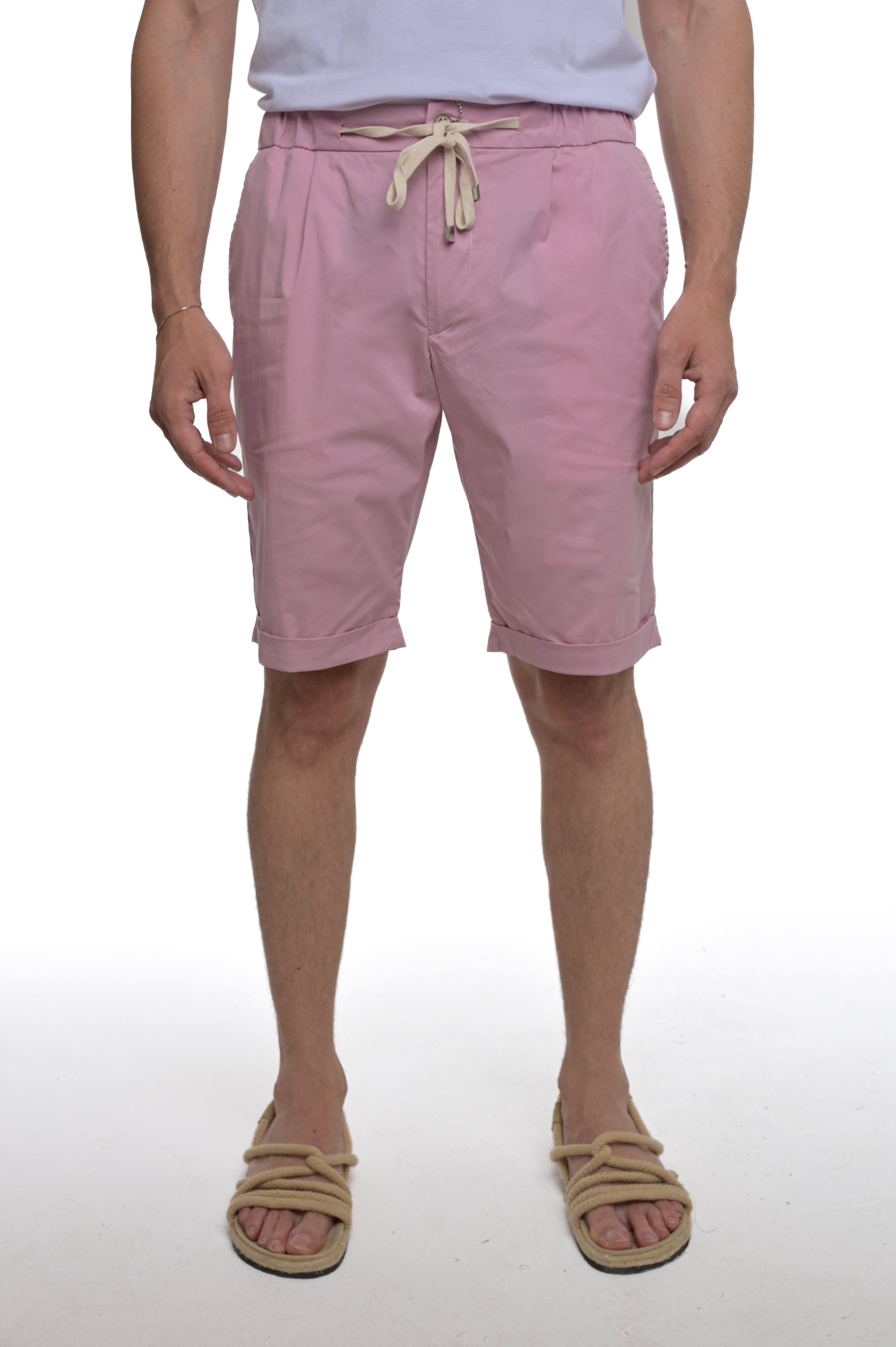 Bermuda in cotone slim Split Ciondolo rosa SS25